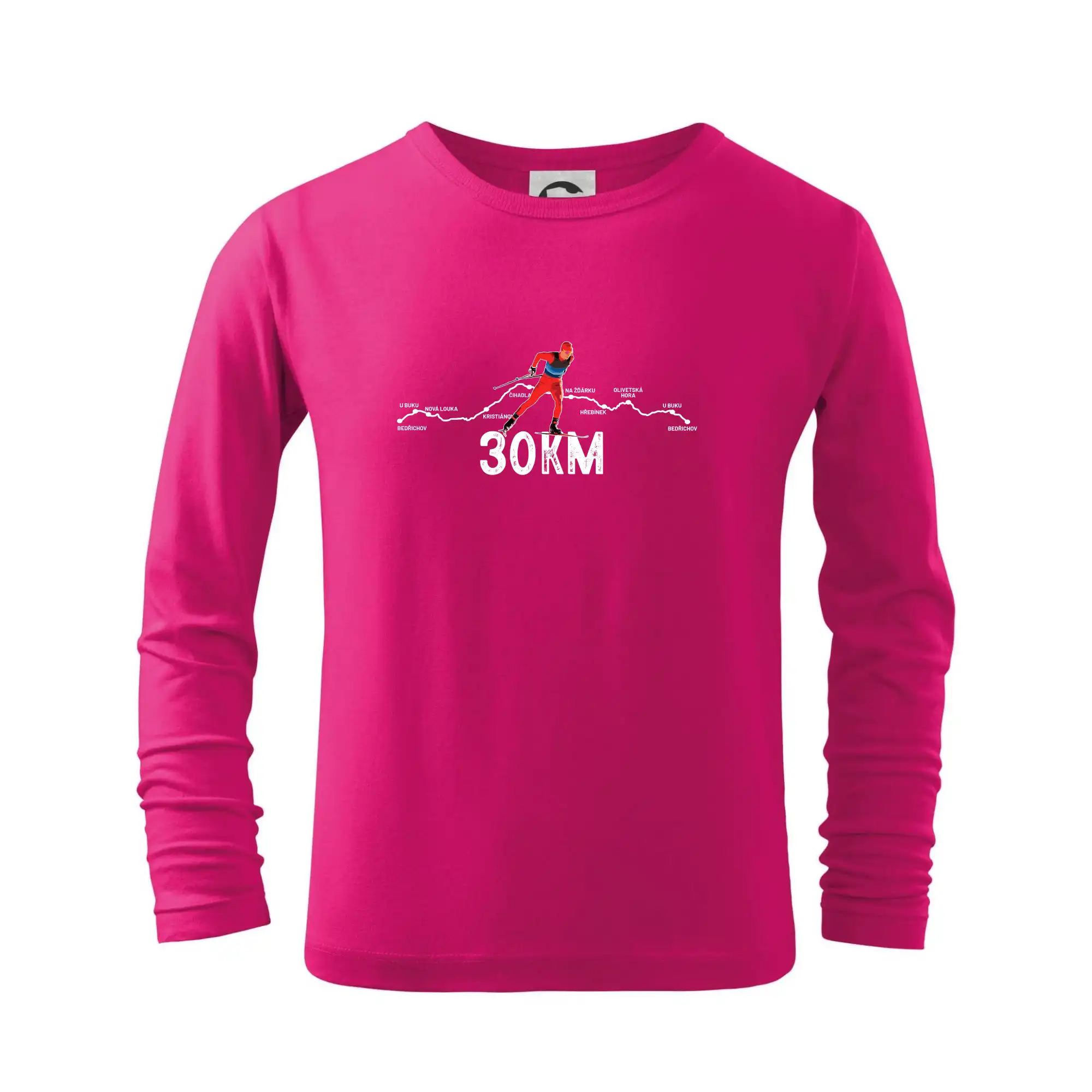 Lyže a Snowboard - 30km po Jizerkách - Tričko detské Long Sleeve