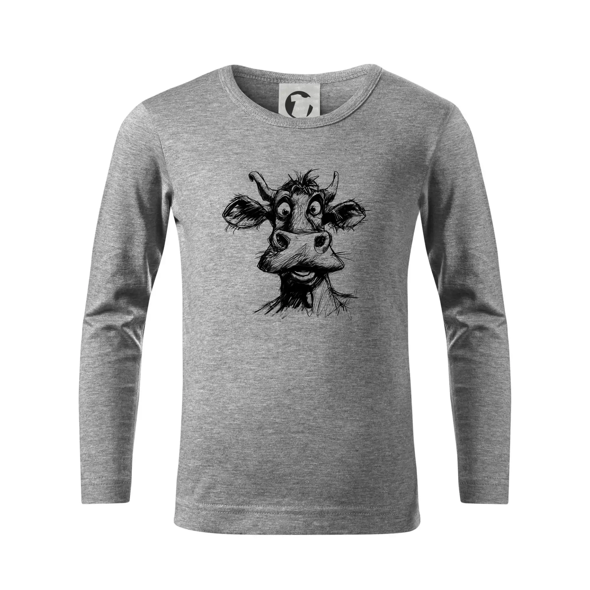 Černobílá karikatura světlá kráva hlava