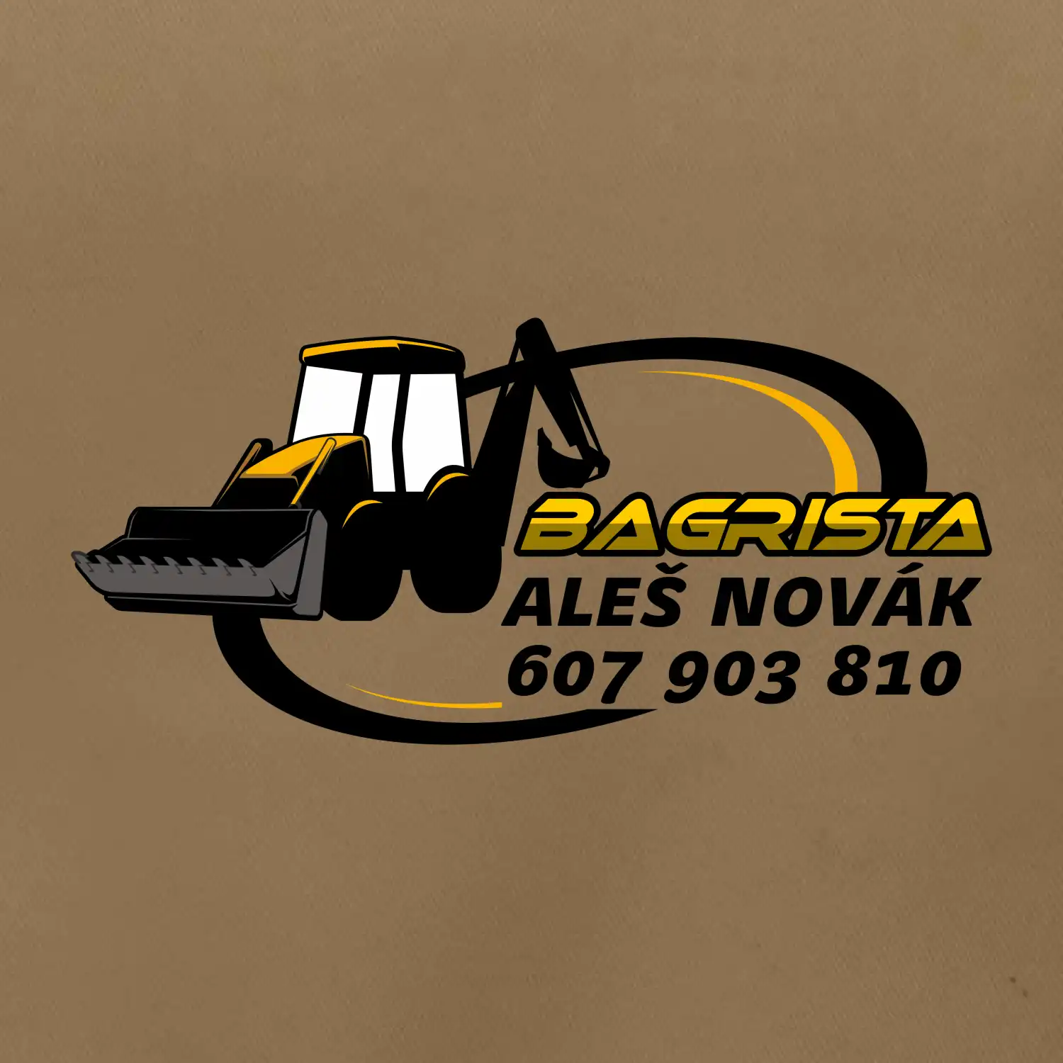 Bagrista v kruhu - vlastní nápis