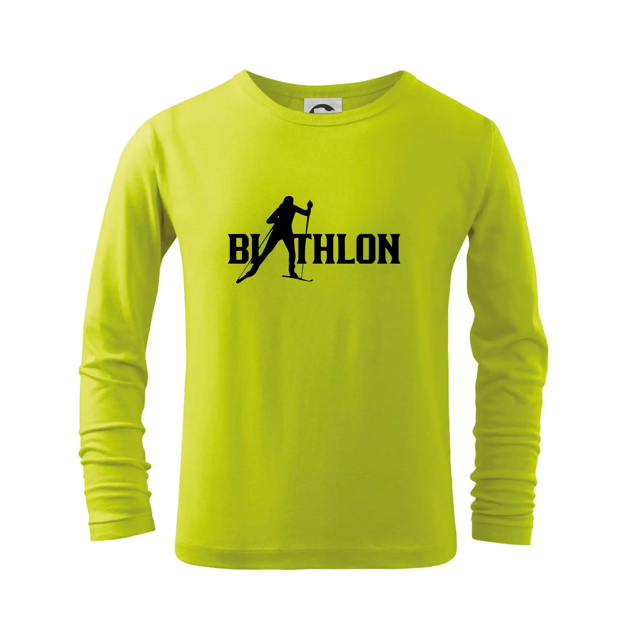 Lyže a Snowboard - Biathlon nápis - Tričko detské Long Sleeve