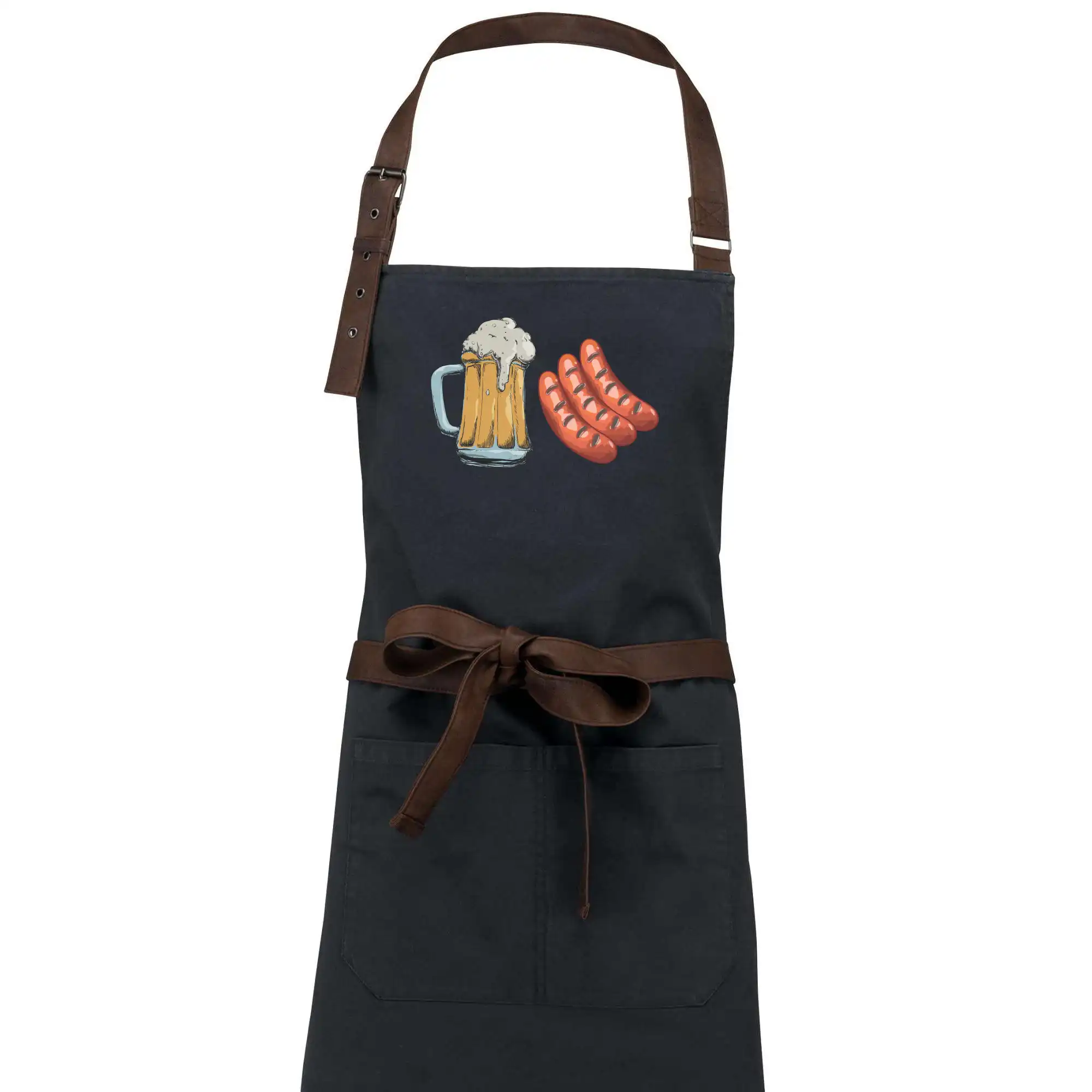 Tričká a zástery na grilovanie - Pivo a klobása - Zástera Vintage