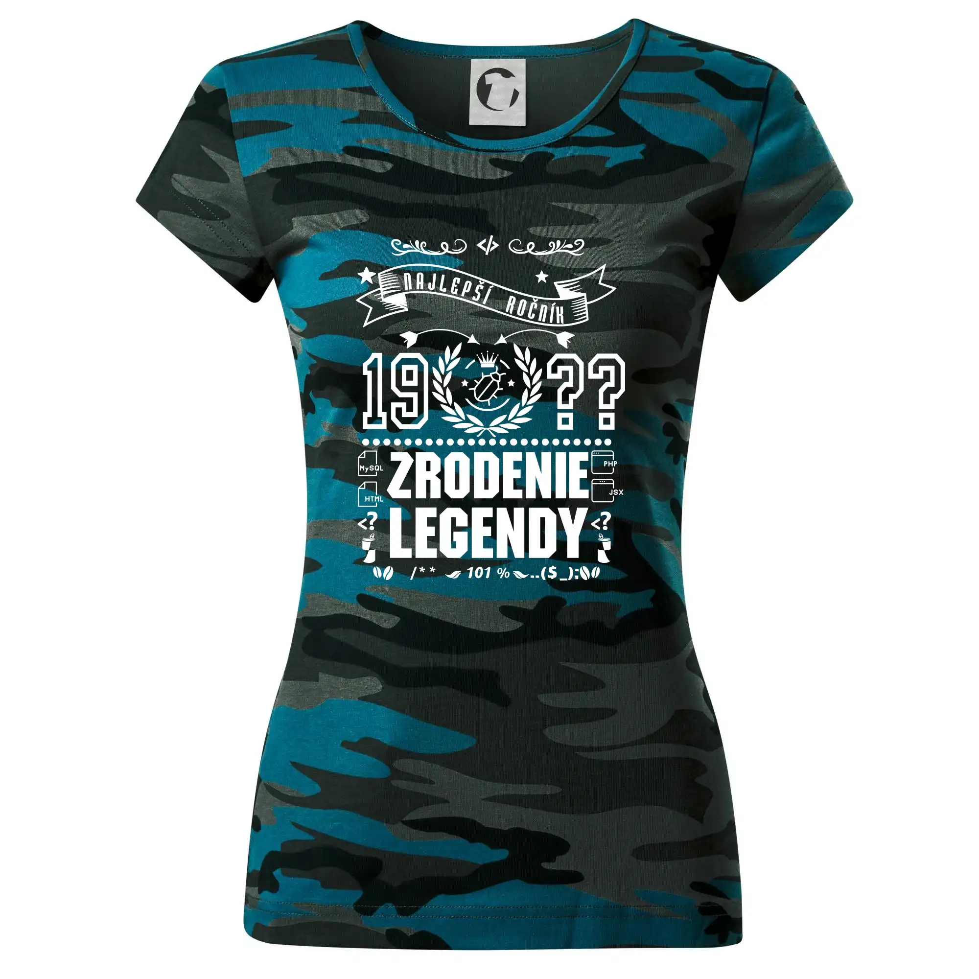 Trička Zrodenie legendy - Zrodenie legendy pre programátora - Dámske maskáčové tričko