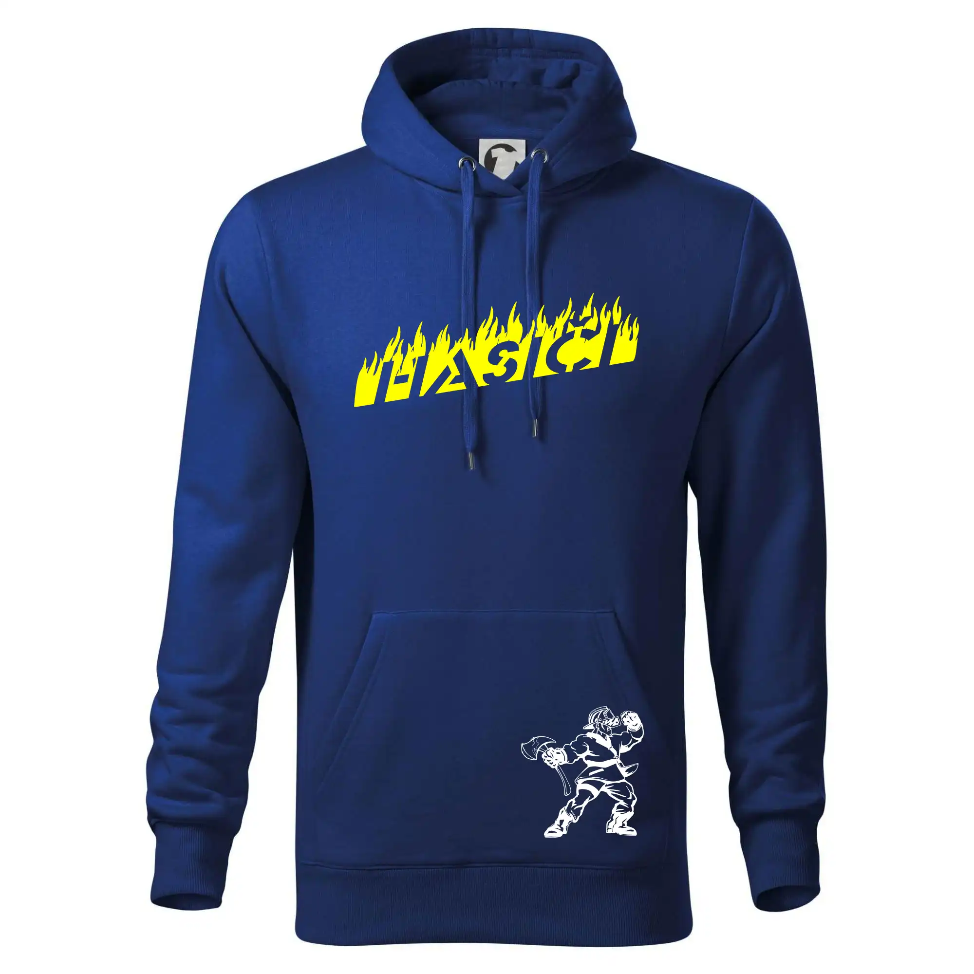 Originálne tričká pre hasičov - Hasič stojaci - nápis hasiči - Veľký nápis na chrbte - Mikina pánska Cape s kapucňou