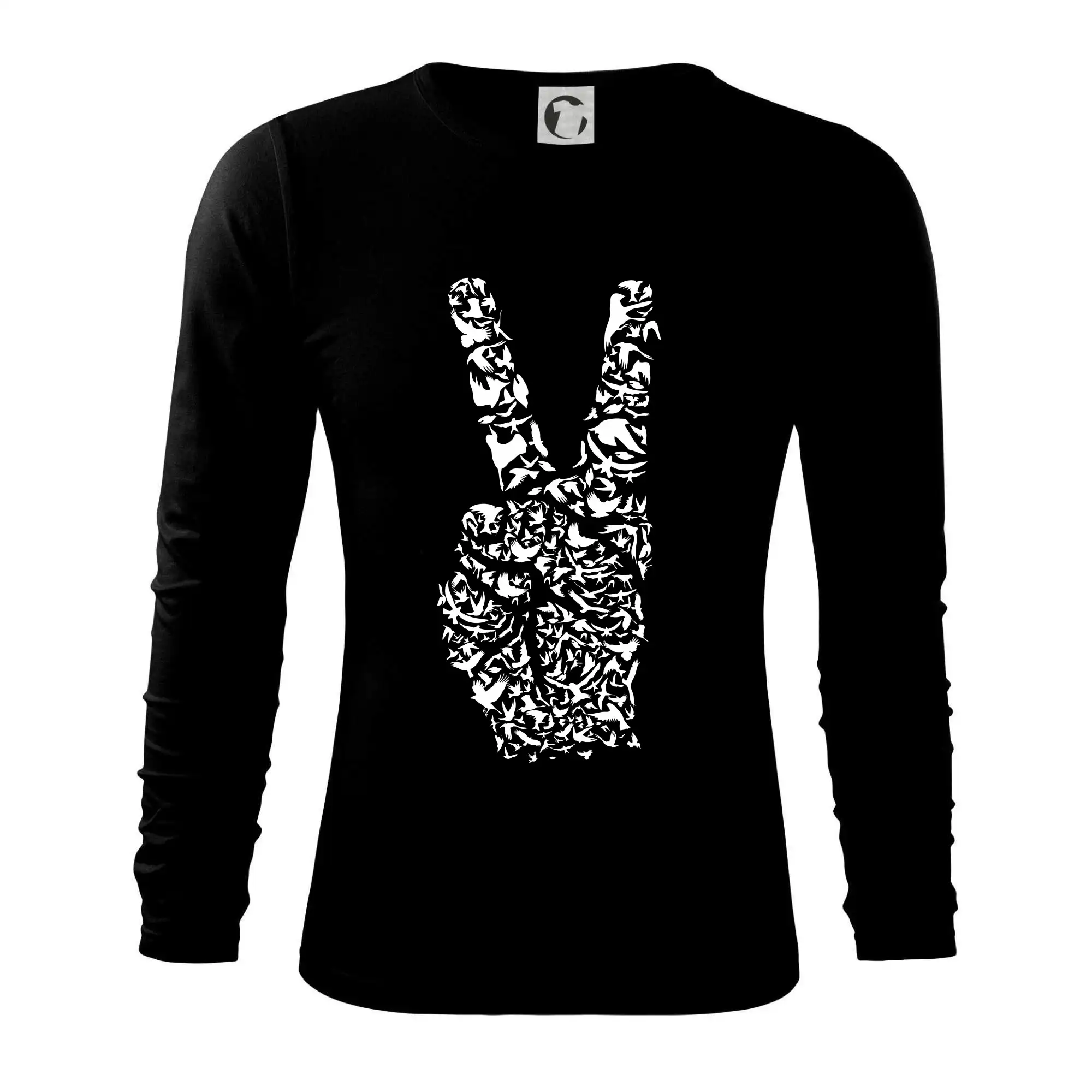 Grafické tričká - Peace symbol two fingers - Tričko s dlhým rukávom FIT-T long sleeve