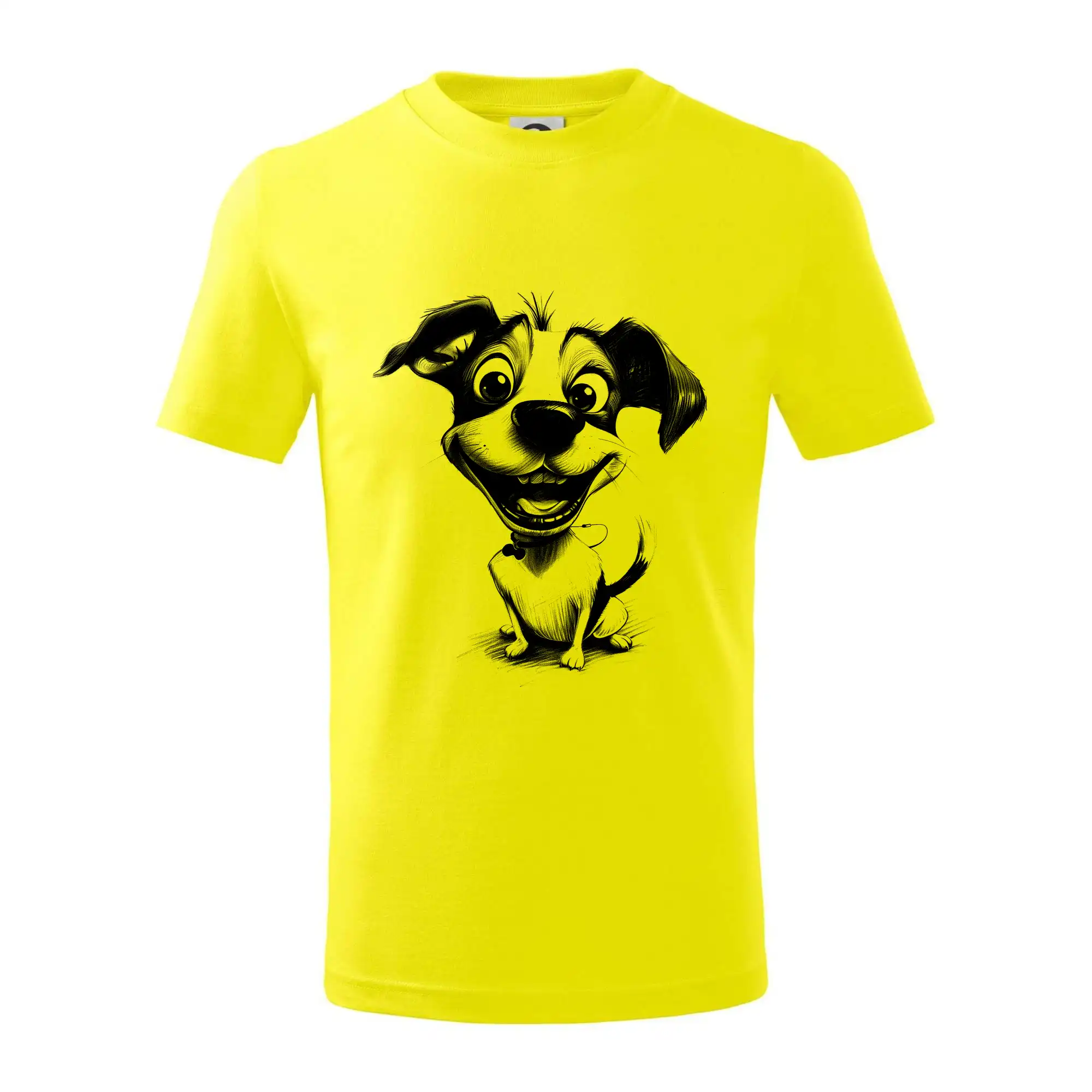 Jack Russell Teriér na tričku - Čiernobiela karikatúra Jack Russell teriér - Tričko detské bavlnené