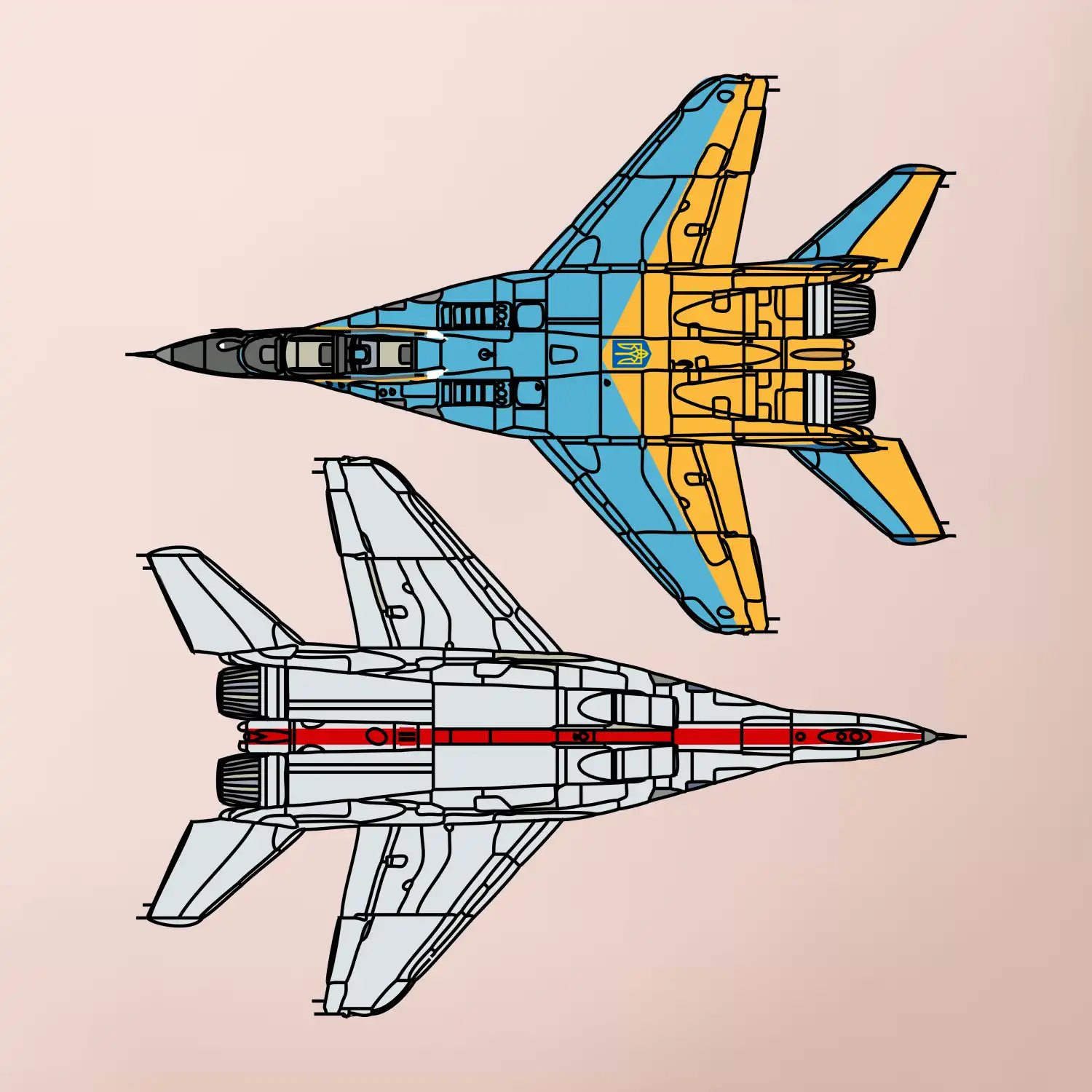 Mig 29 Fulcrum ze spoda a ze zhora