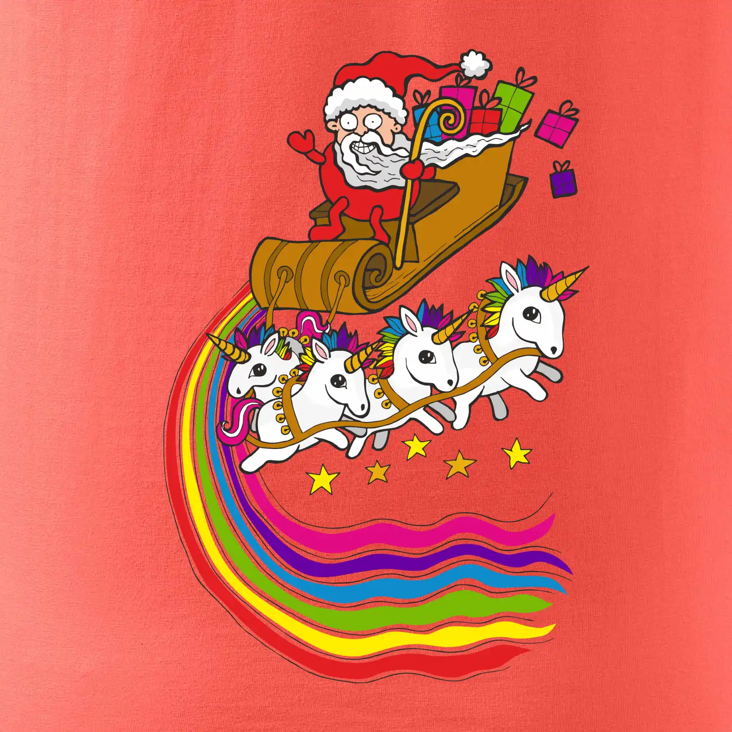 Santa a jednorožci (Pecka design)