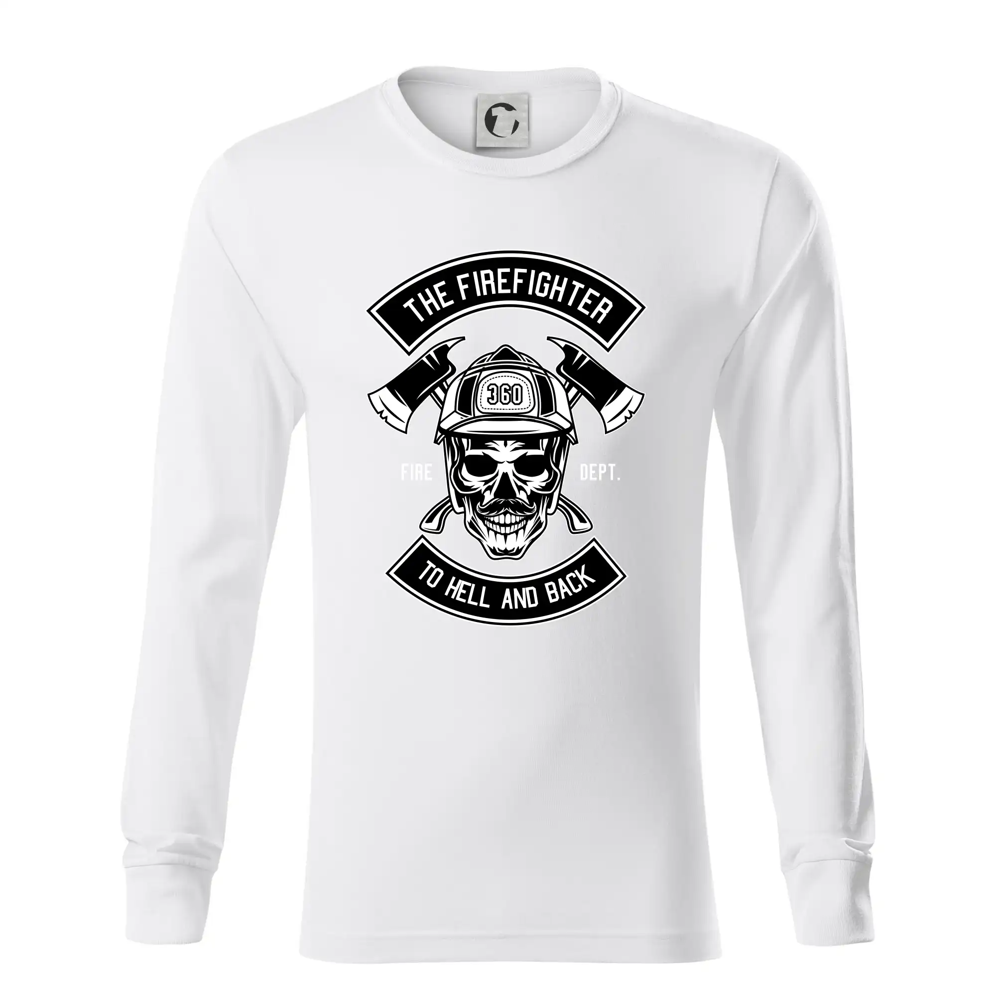 Originálne tričká pre hasičov - Lebka hasič do pekla a späť - Tričko s dlhým rukávom LS R05