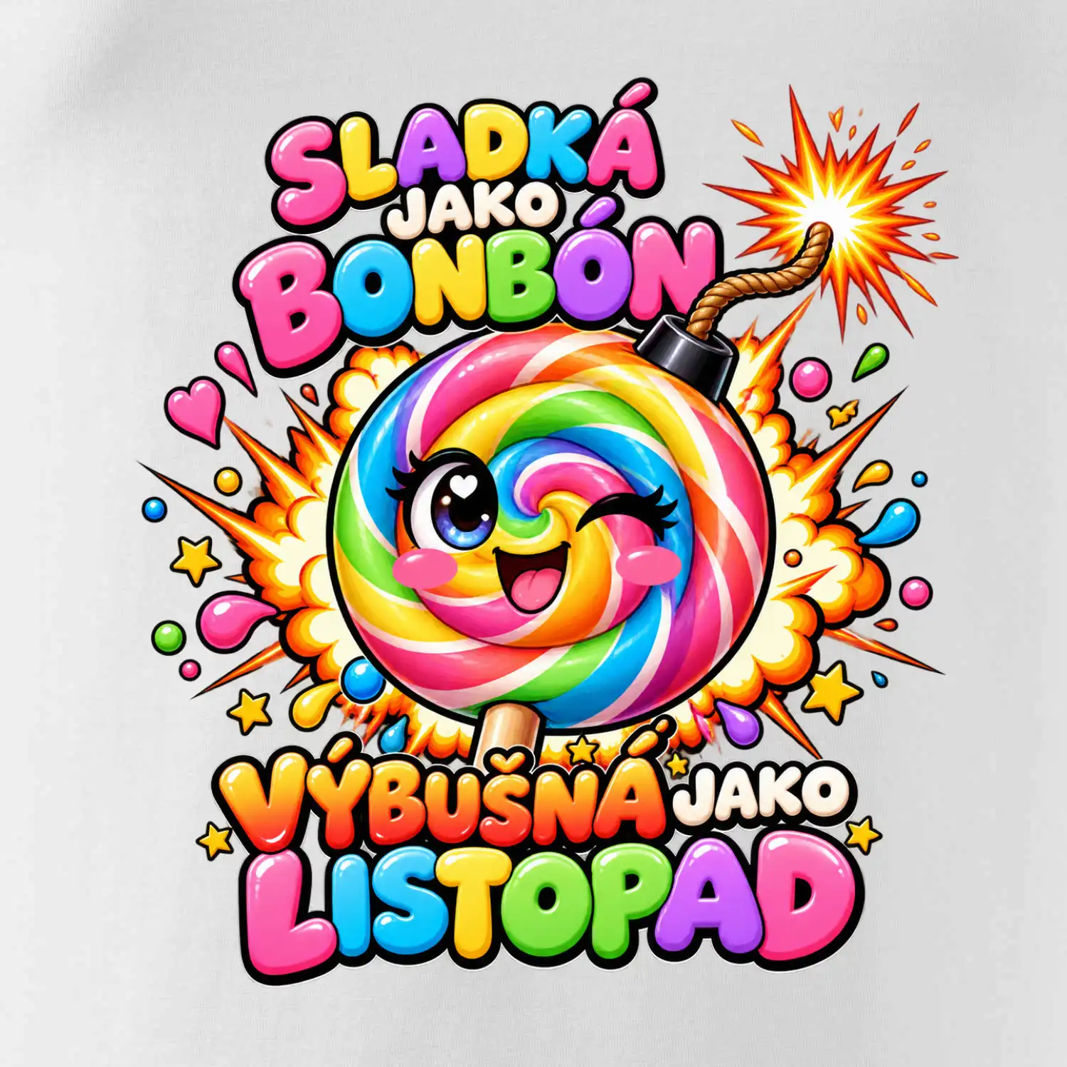 Sladké duhové lízátko s výbušnou náladou