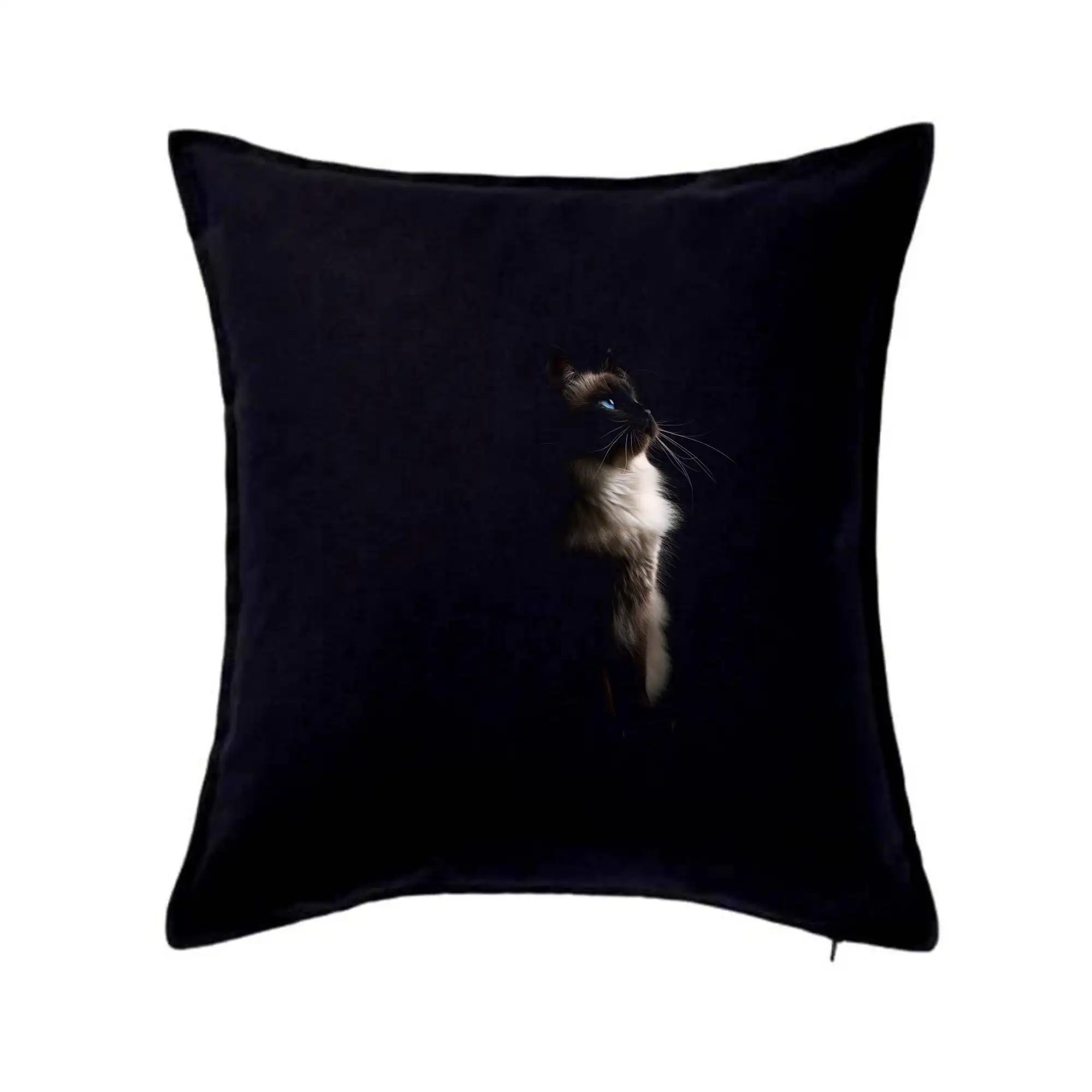 Vtipná tričká s mačkou - Ragdoll z boku čierna fotka - Vankúš 50x50