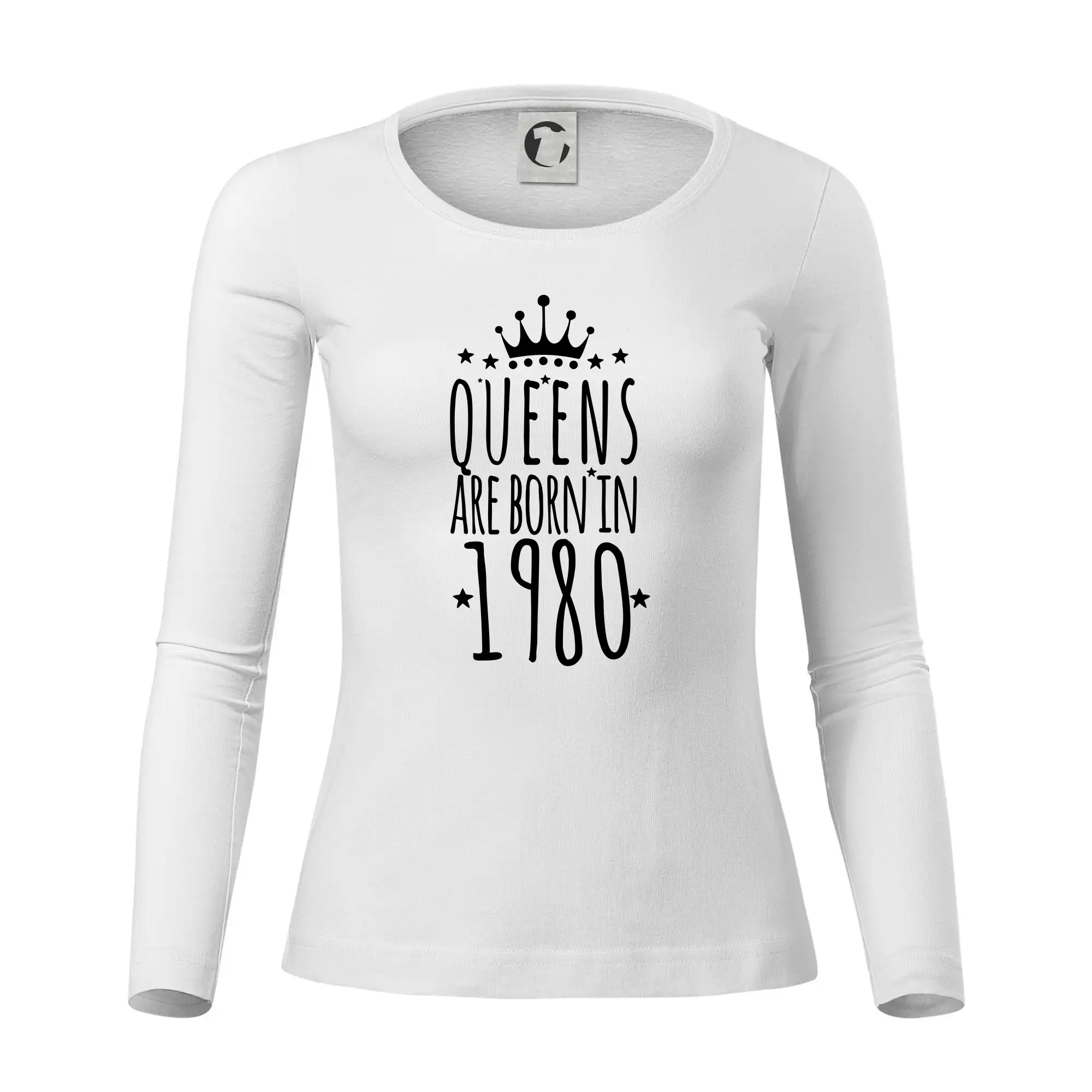 Trička s ročníkom 1980 - Queens are born in 1980 - Dámske tričko FIT-T LS - zužené