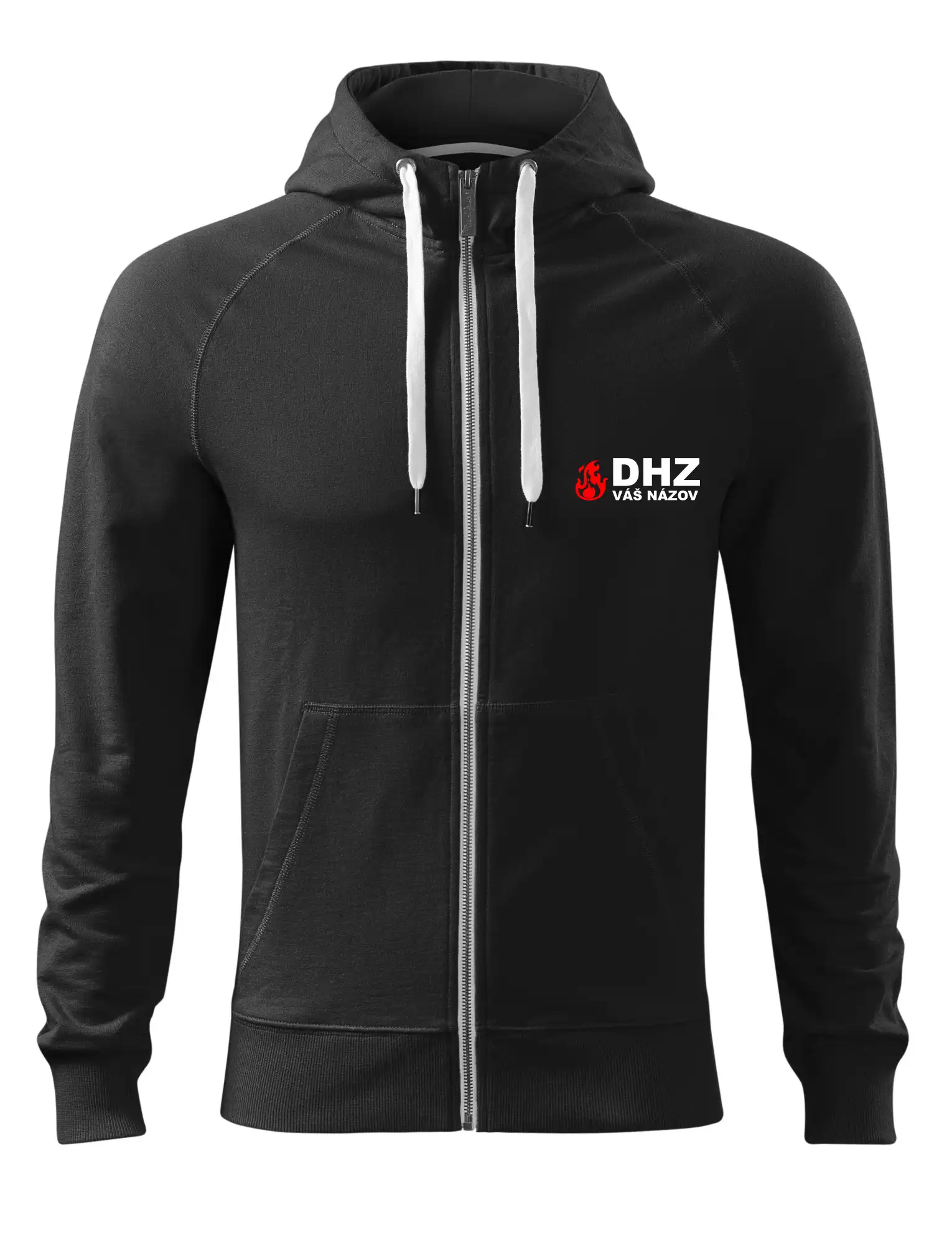 Originálne tričká pre hasičov - DHZ (oheň, názov sboru - vlastný nápis) - Mikina Voyage  - 100% bavlna