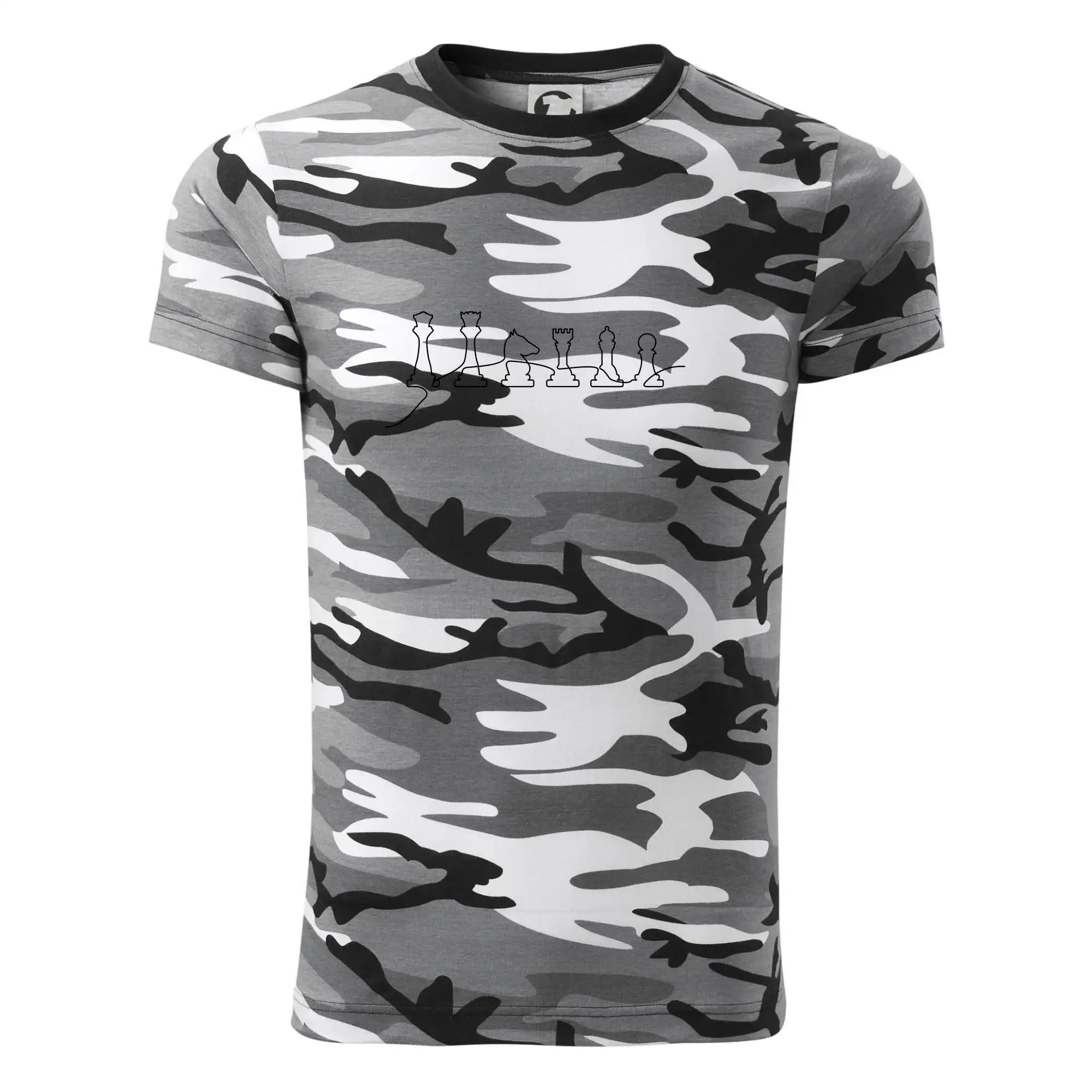 Tričká a mikiny so spoločenskými hrami  - Šachové figúrky v rade - obrys - Army CAMOUFLAGE