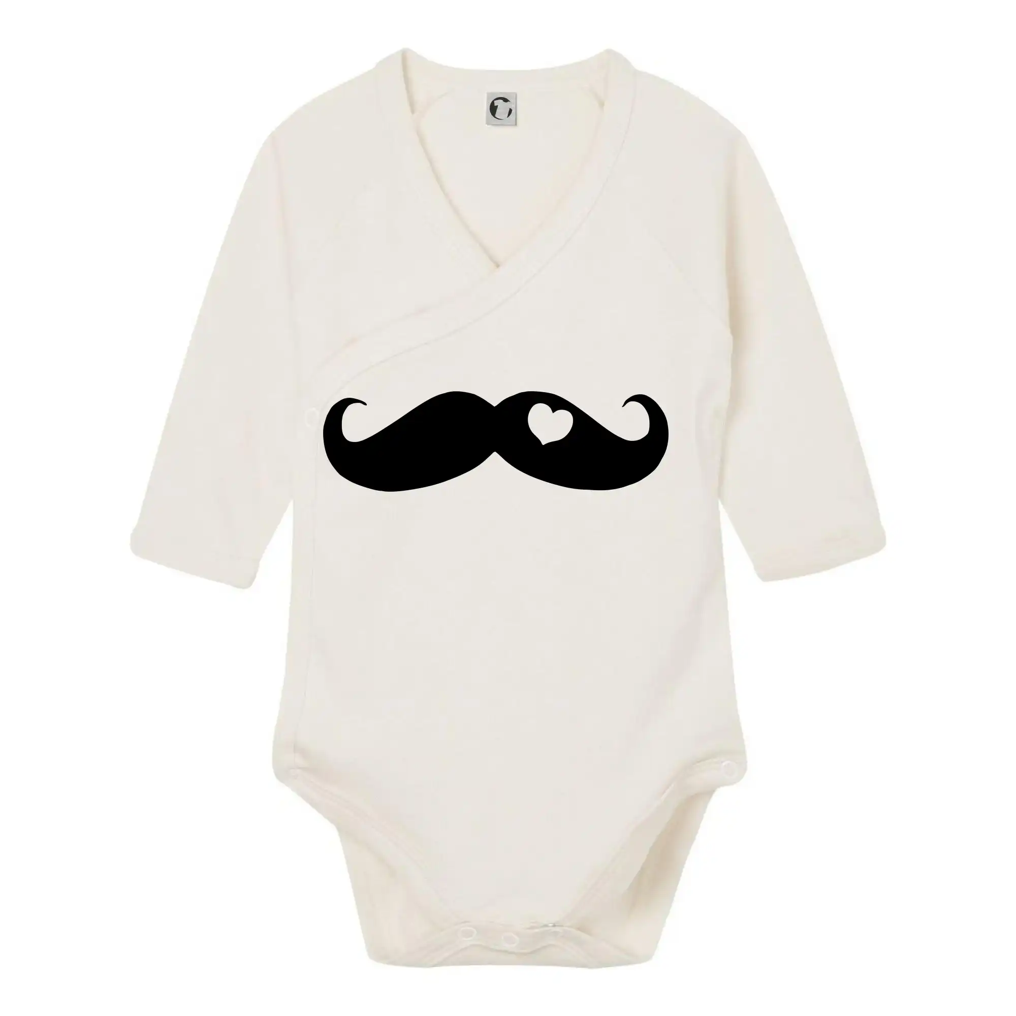 Tričká s fúzikmi - Mustache love - Body zavinovacie s dlhým rukávom