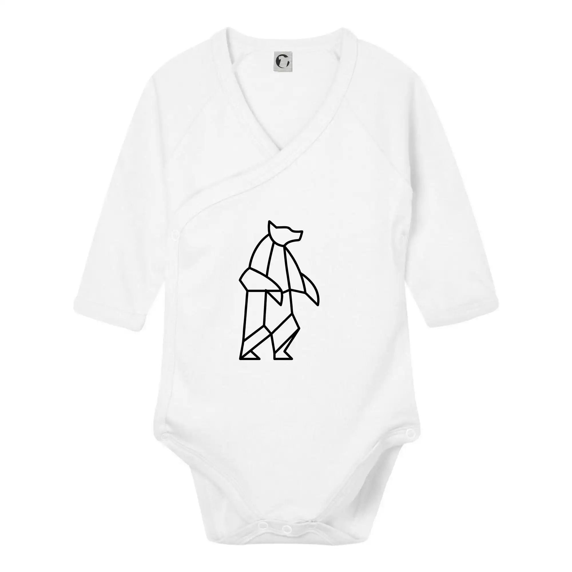 Tričká so zvieratami - Geometria ľadový medveď stojaci - Body zavinovacie s dlhým rukávom