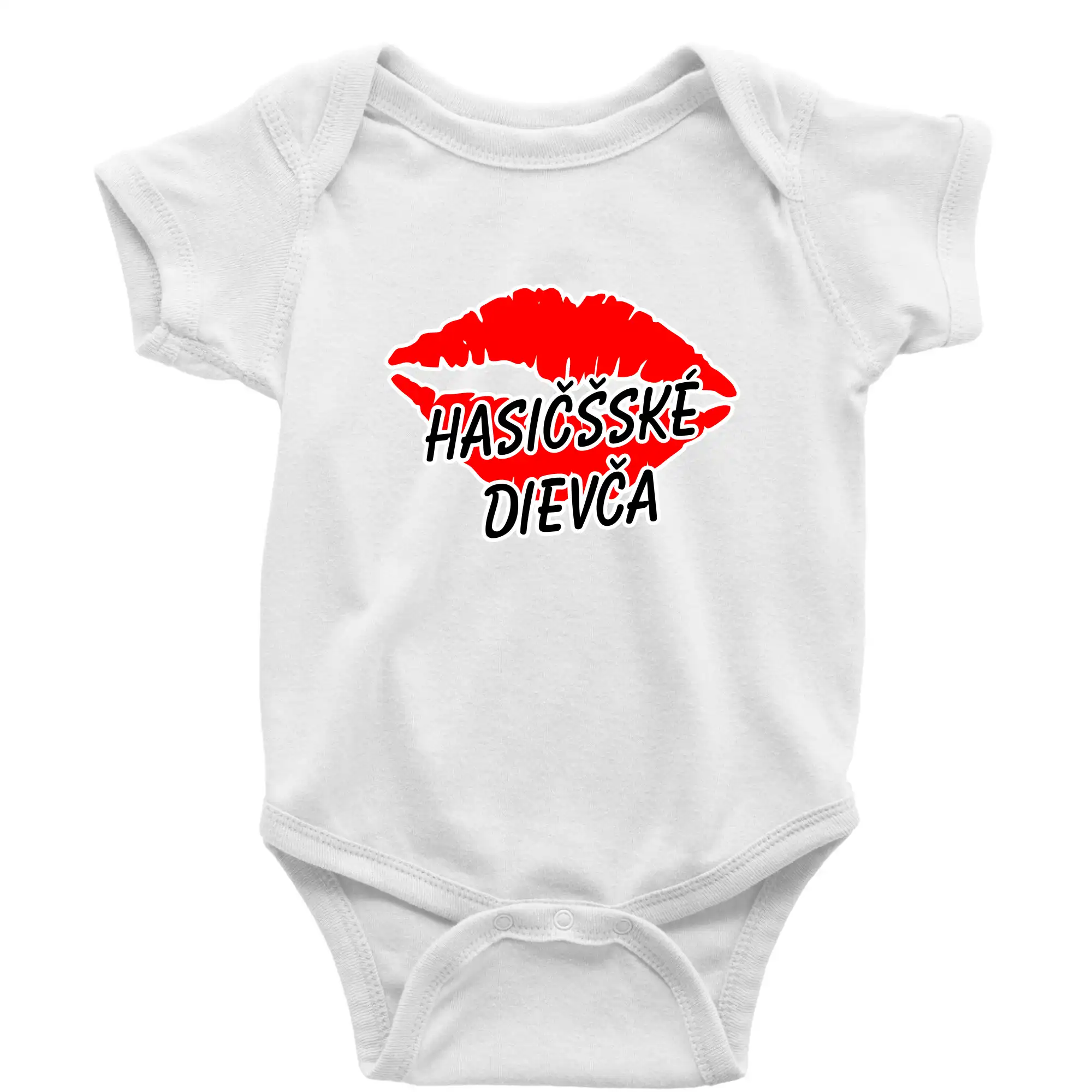 Originálne tričká pre hasičov - Hasičšské dievča pery - Body dojčenské s krátkym rukávom