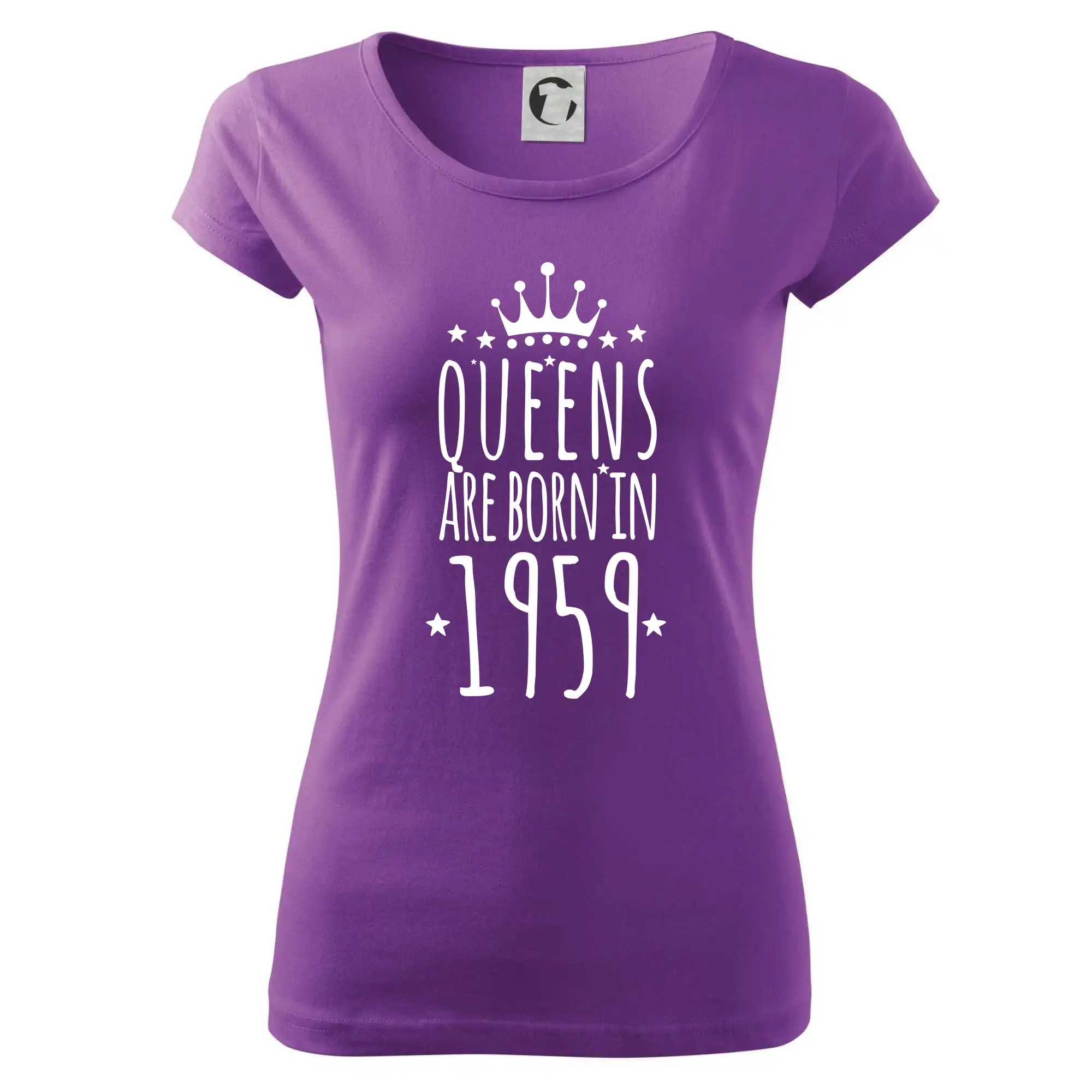 Trička s ročníkom 1959 - Queens are born in 1959 - Dámske tričko Pure