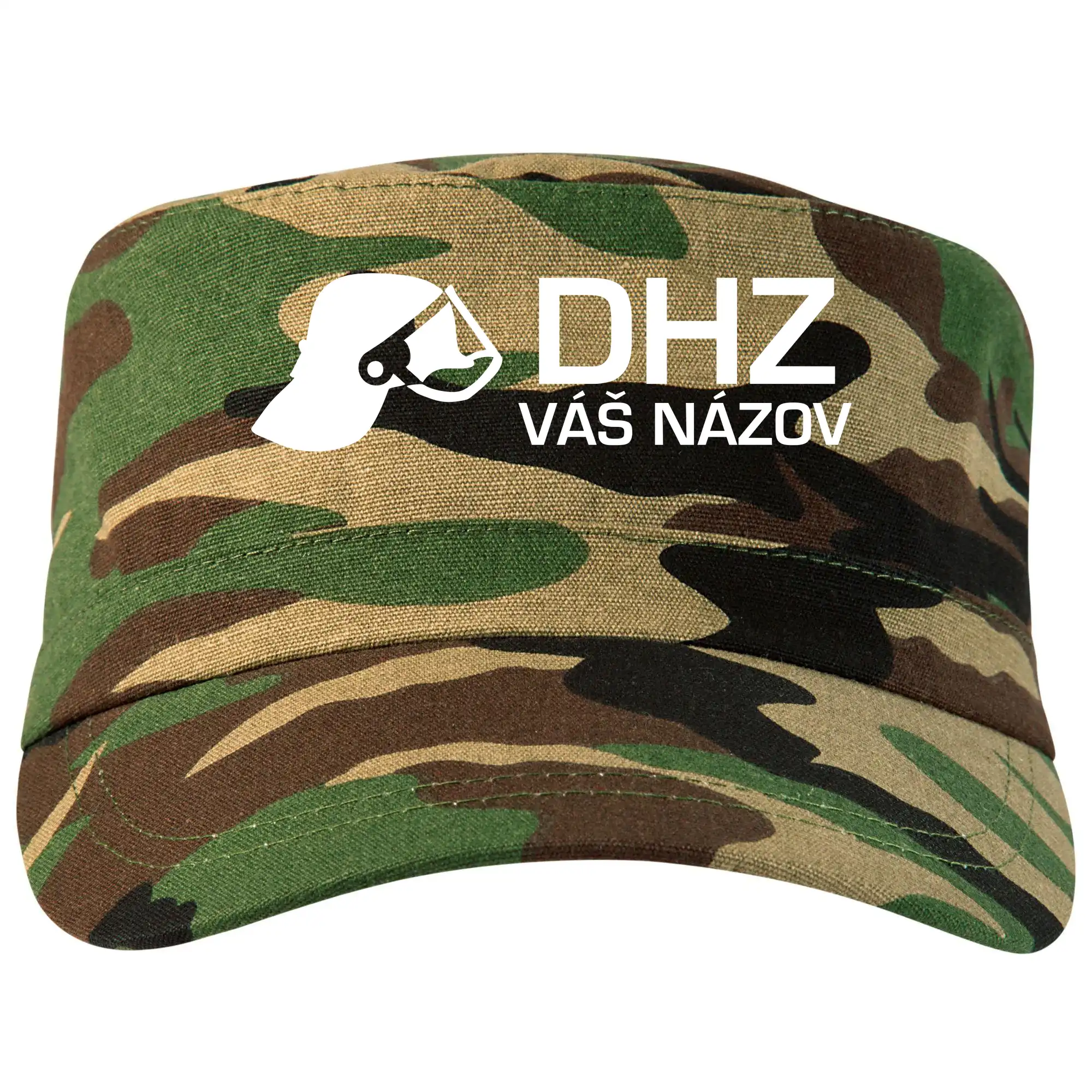 Originálne tričká pre hasičov - DHZ Helma - vlastný nápis - Šiltovka CAMO