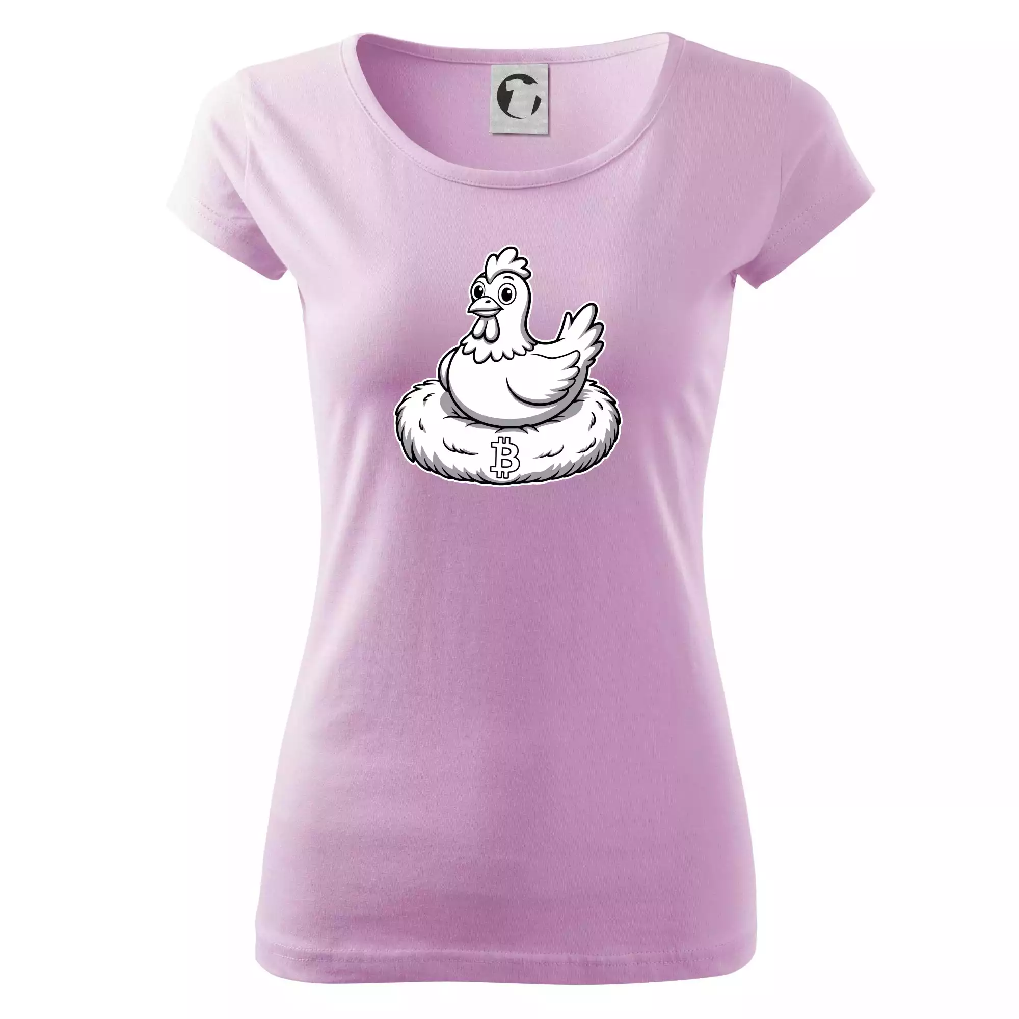 Kuře sedící na bitcoinovém hnízdě