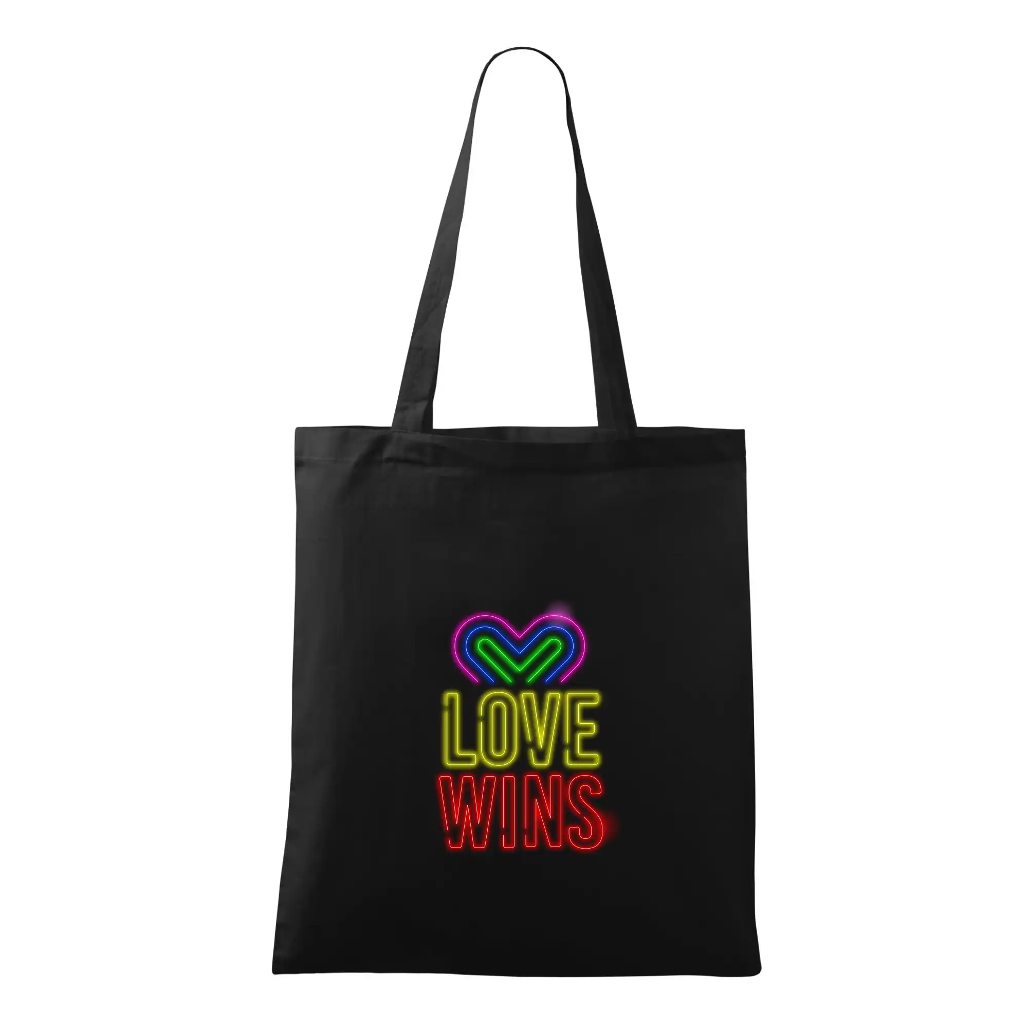 Tričká pre LGBT a Queer komunitu - Neon sign love wins - Taška bavlnená