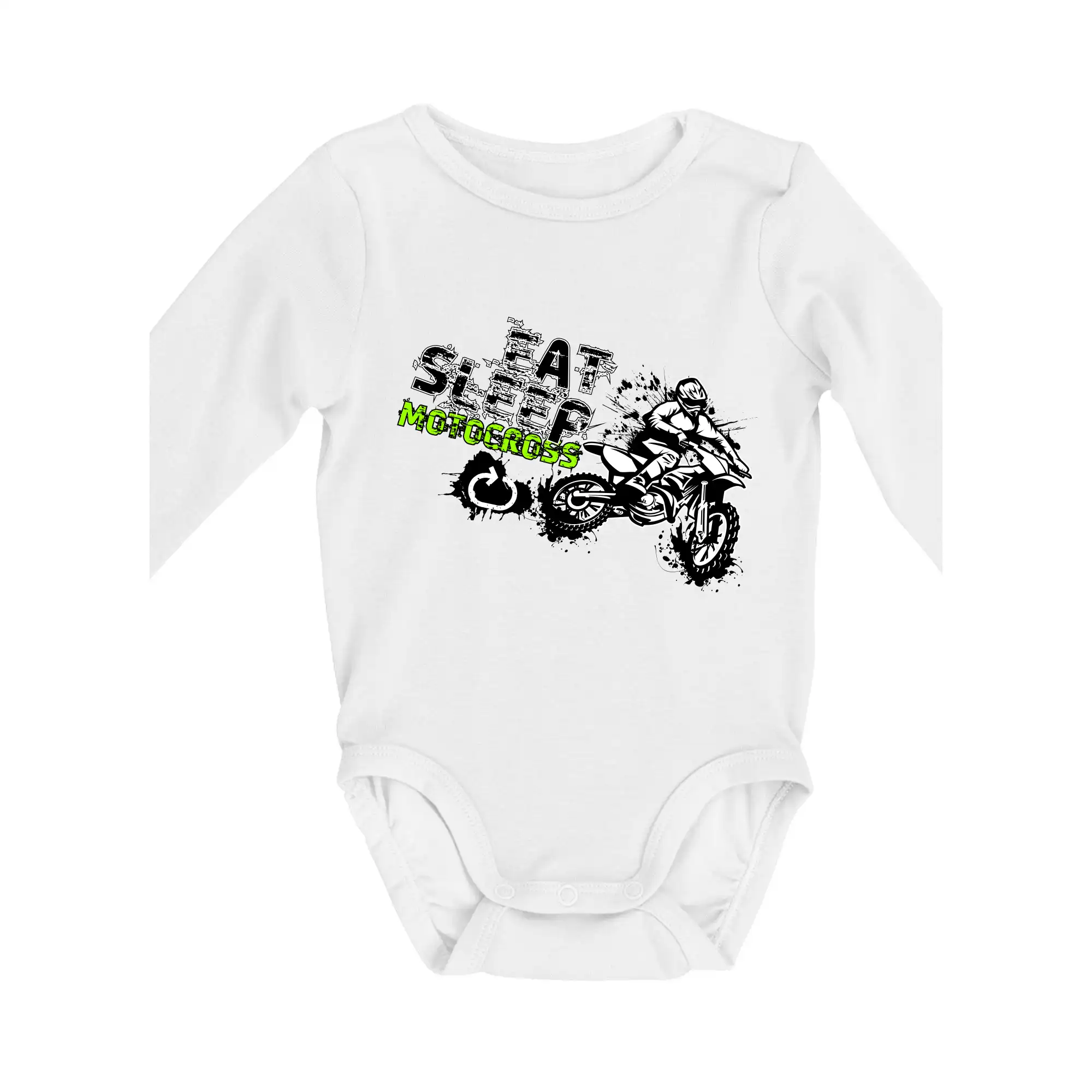Motocross tričká - Eat Sleep Motocross - Body dojčenské s dlhým rukávom