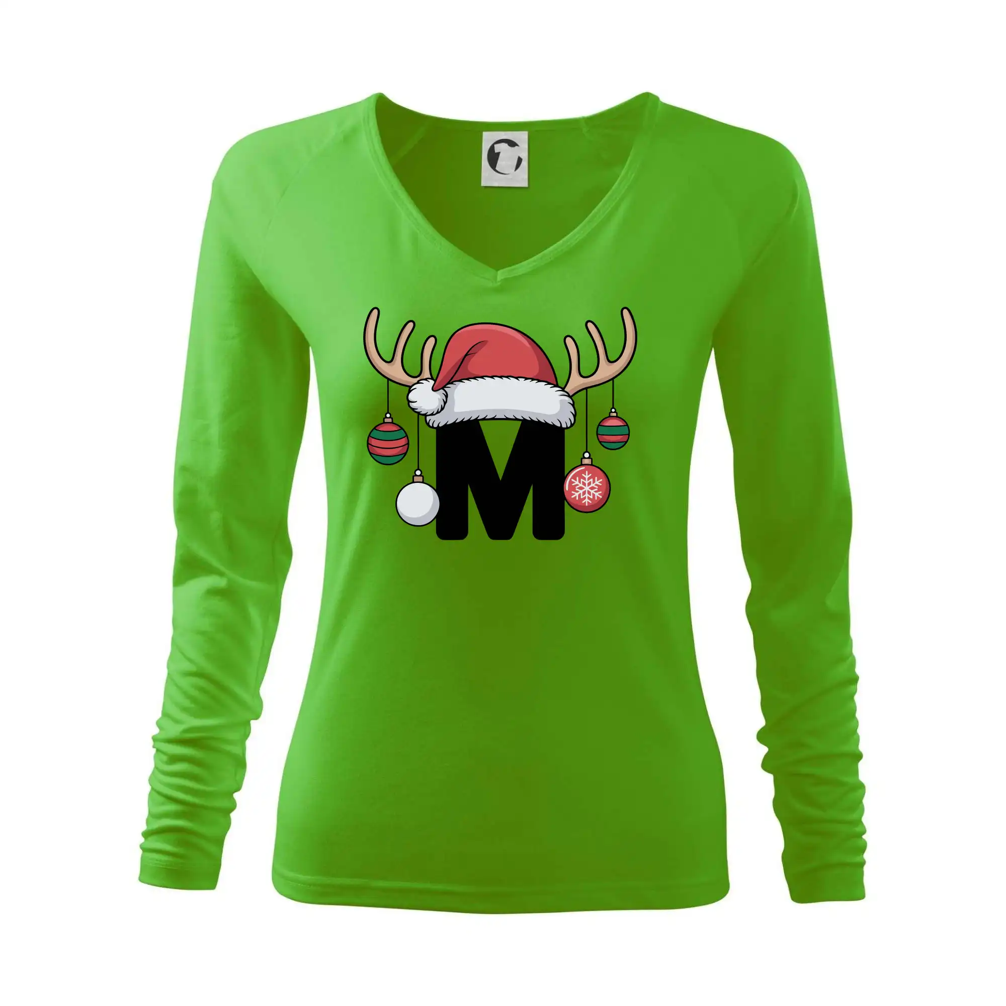 Vianočné tričká - Vianočné rodinné tričká - písmeno a čiapka - Tričko dámske Elegance