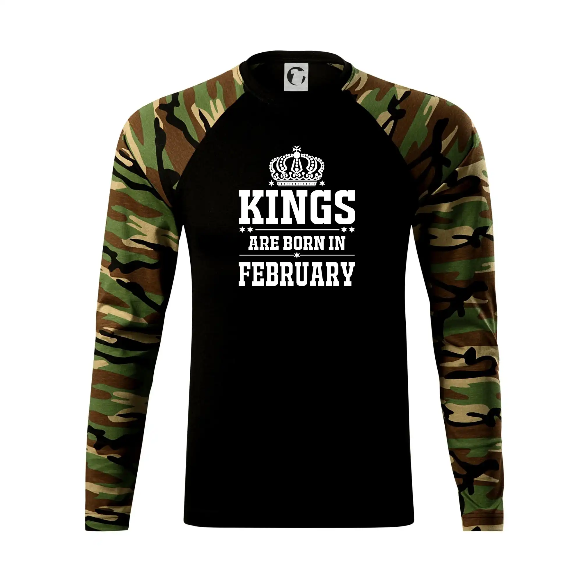 Tričká pre narodené vo februári - Kings are born in February - Camouflage LS