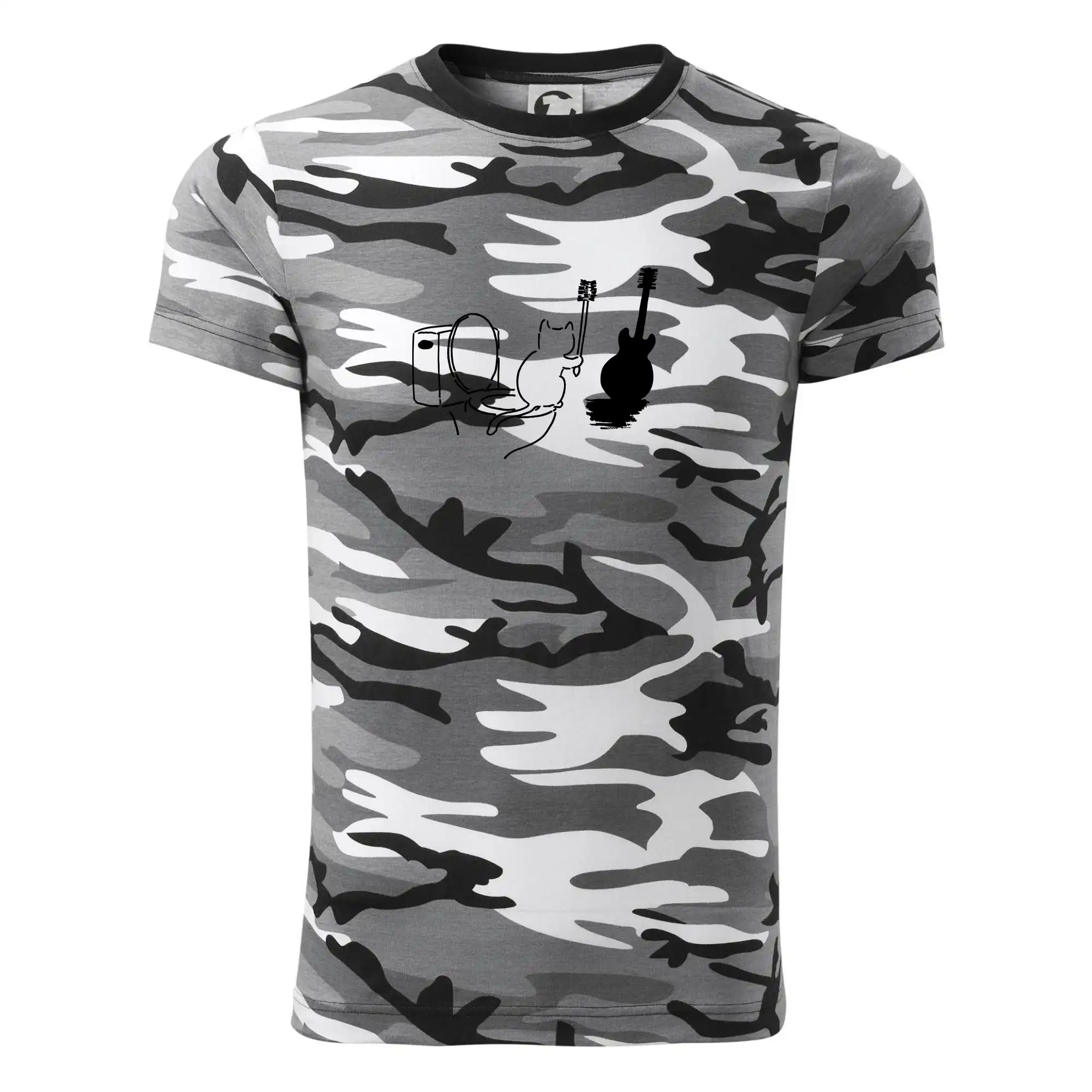 Vtipná tričká s mačkou - Mačka a gitara WC - Army CAMOUFLAGE