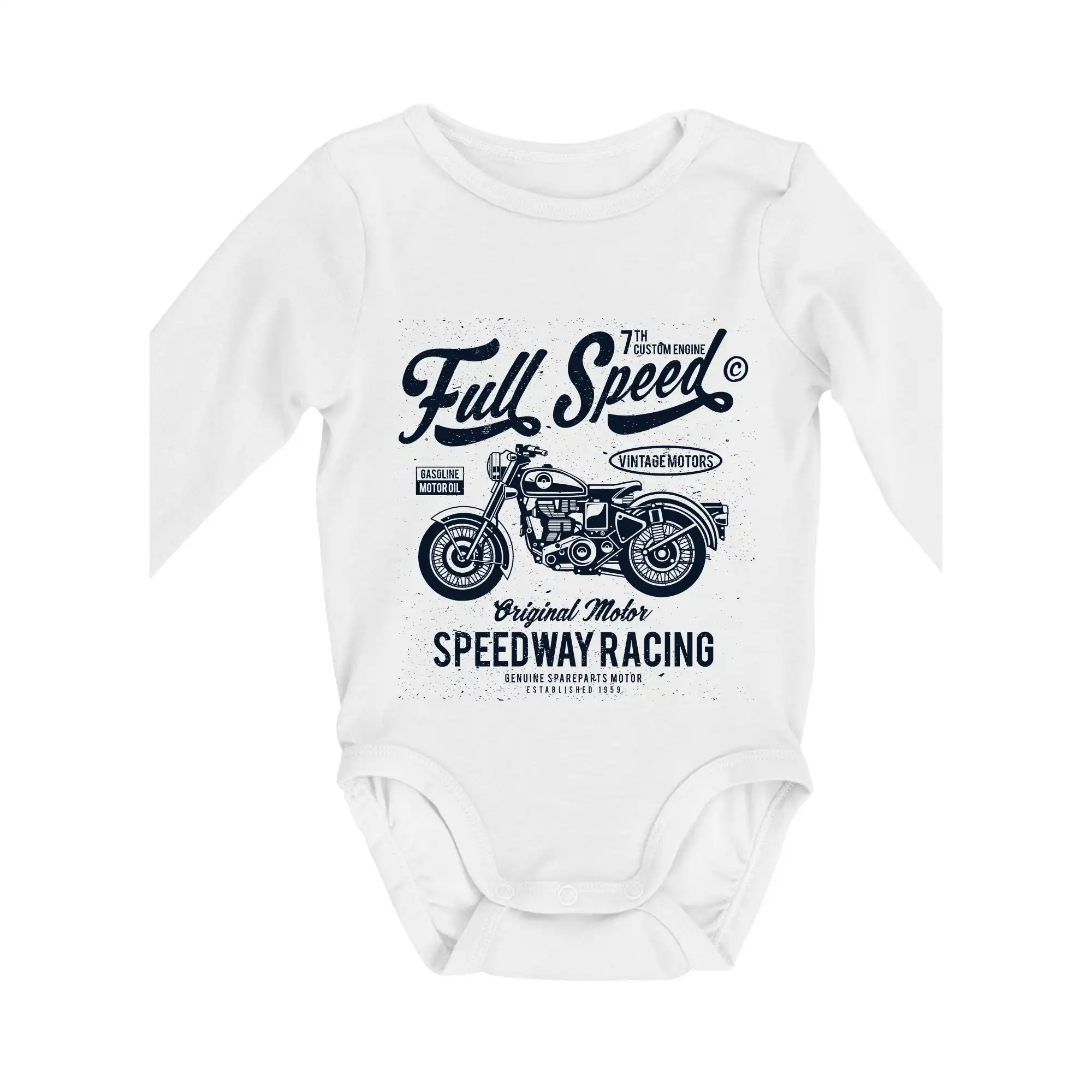 Tričká a mikiny s potlačou motoriek – pre pravých motorkárov - Full Speed - Body dojčenské s dlhým rukávom