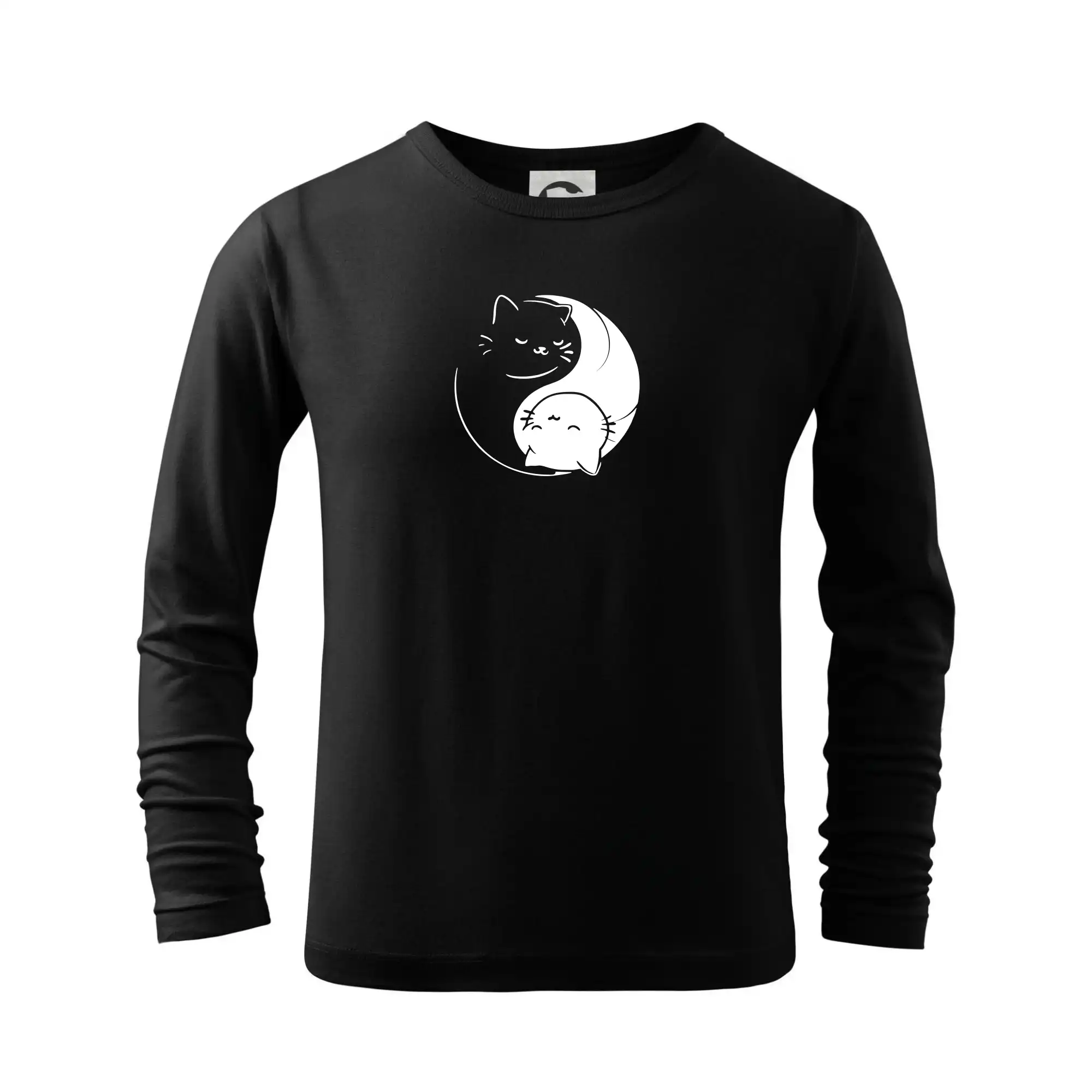 Vtipná tričká s mačkou - Mačky jin jang - Tričko detské Long Sleeve