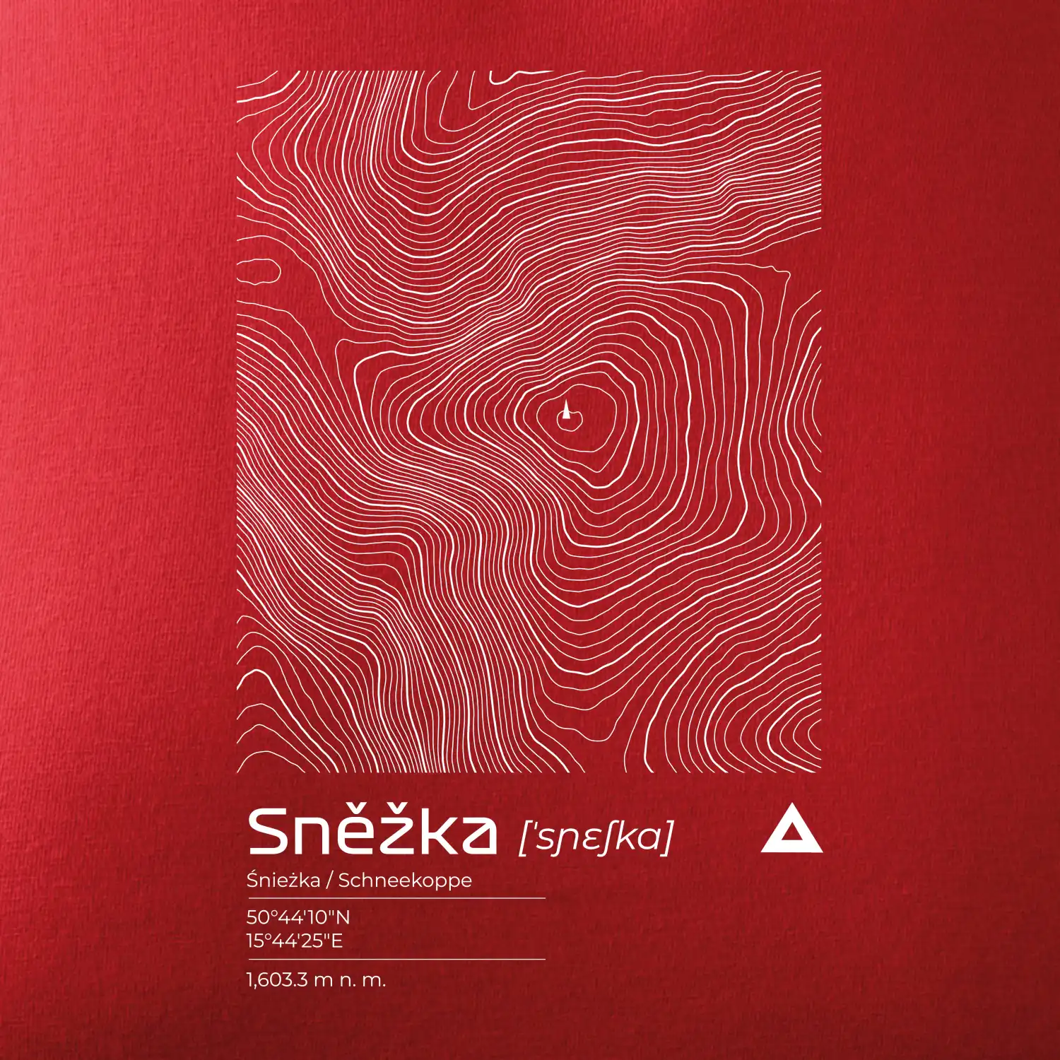 Sněžka - vrstevnice v obdélníku