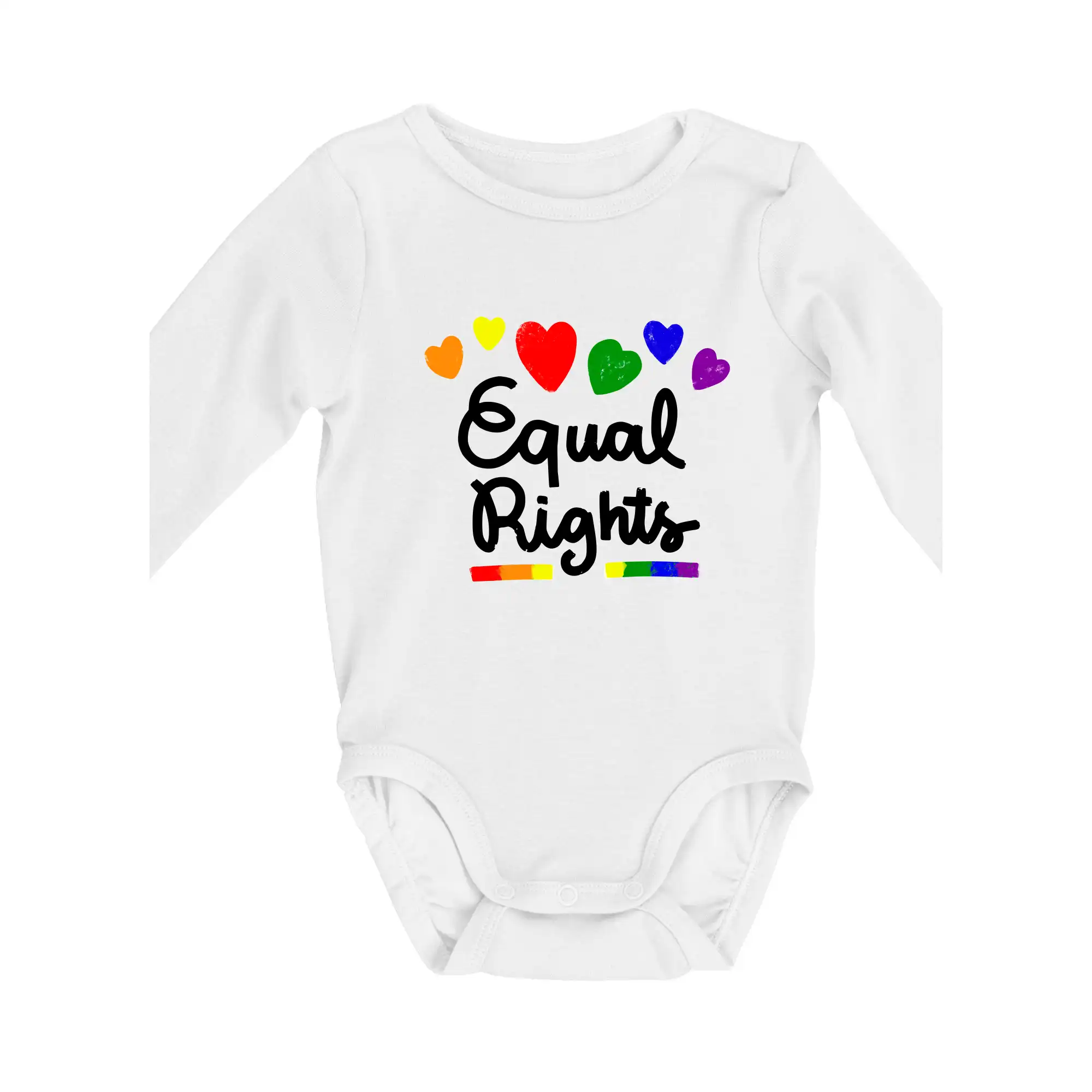 Tričká pre LGBT a Queer komunitu - Equal Rights - srdiečka - Body dojčenské s dlhým rukávom