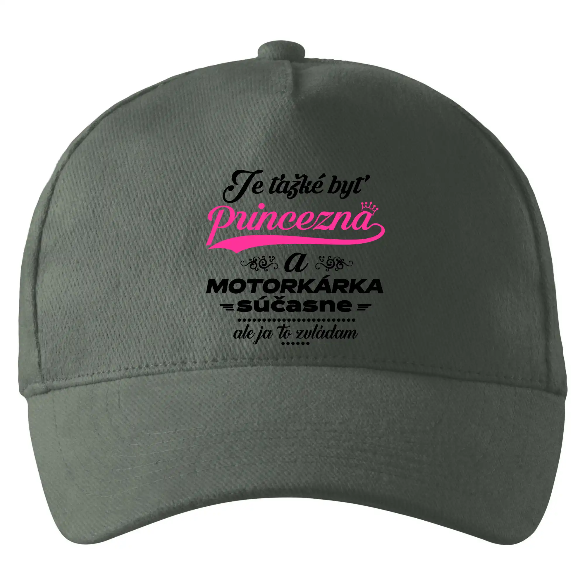 Tričká a mikiny s potlačou motoriek – pre pravých motorkárov - Je ťažké byť princezná motorkárka - Šiltovka so zahnutým šiltom a mosaznou sponou