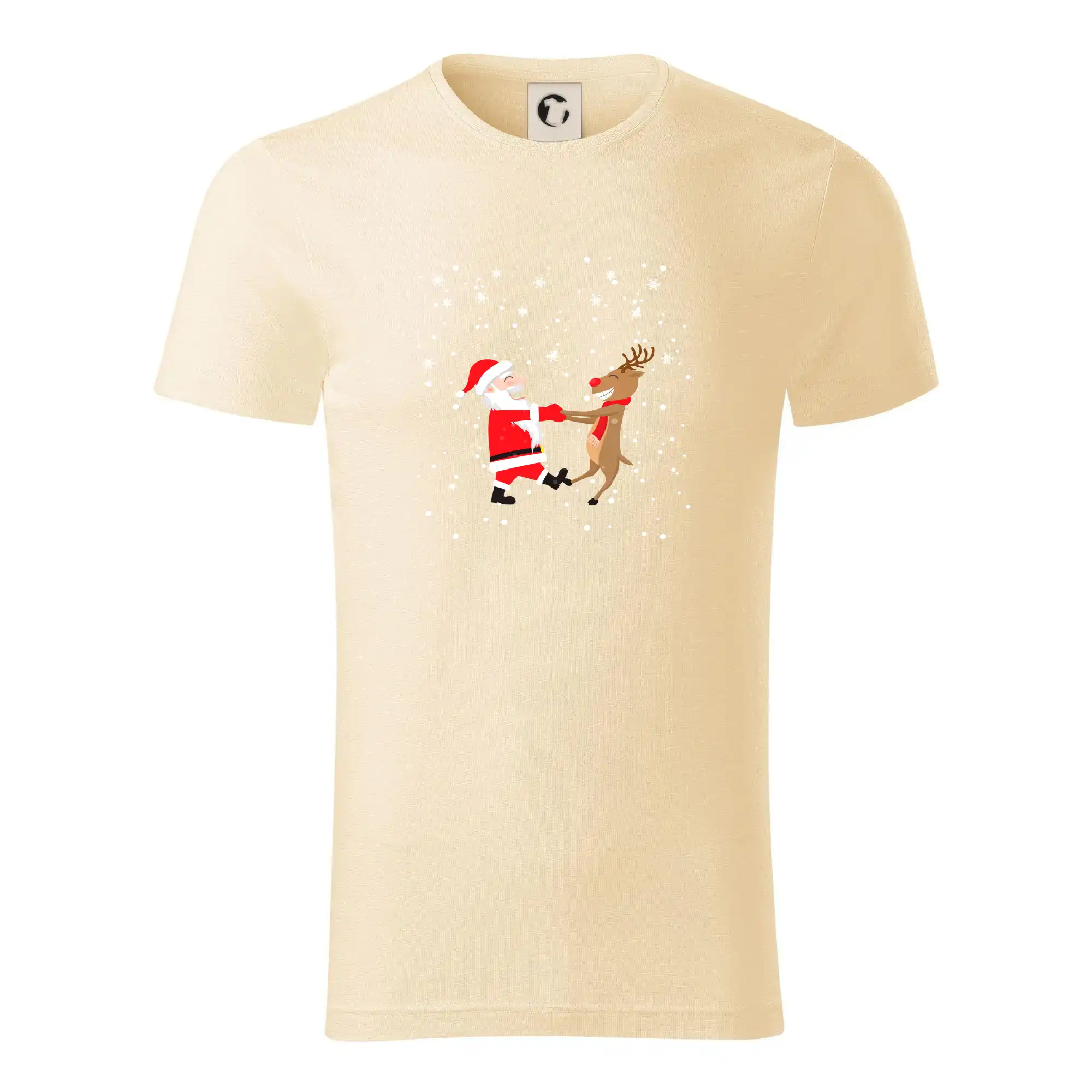 Vianočné tričká - Tancujúci Santa a sob - Tričko z organickej bavlny
