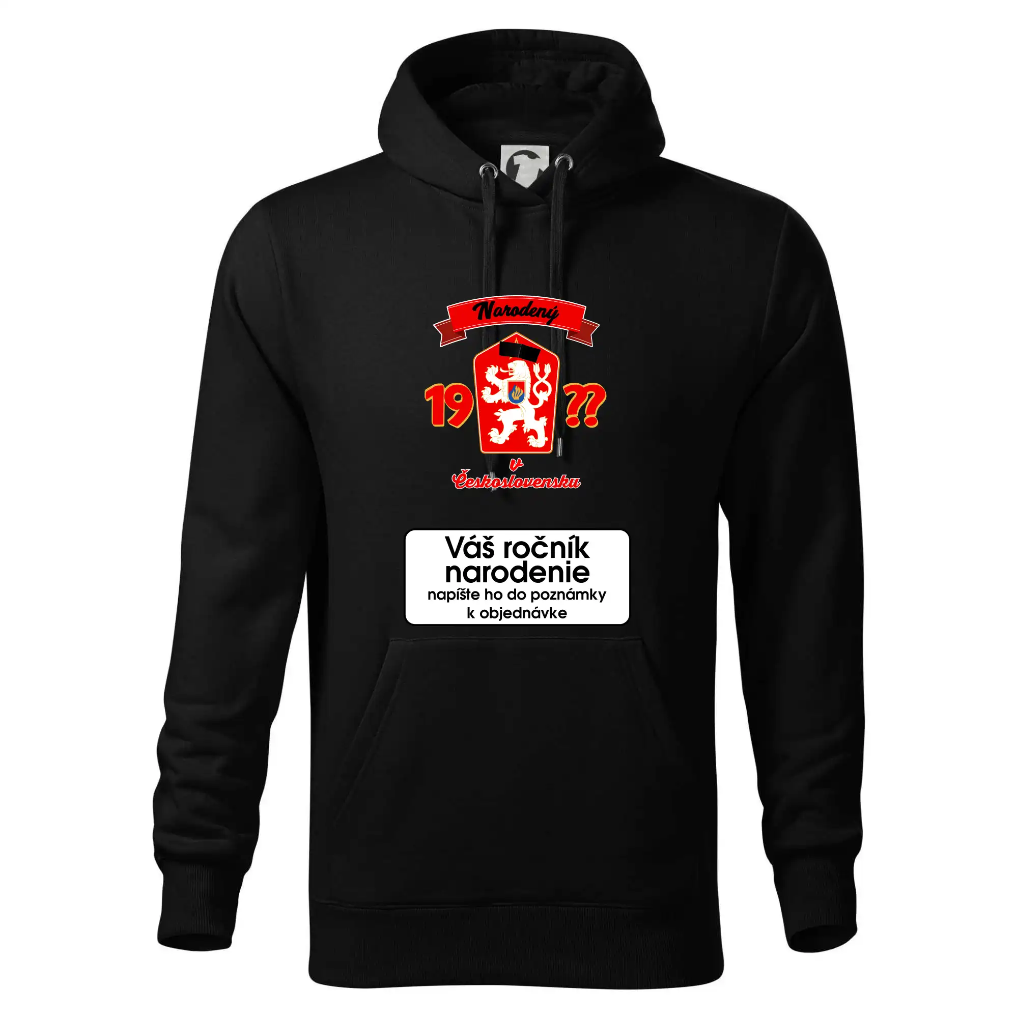 Prelepená hviezda - Narodený v Československu - vlastný ročník - Mikina pánska Cape s kapucňou