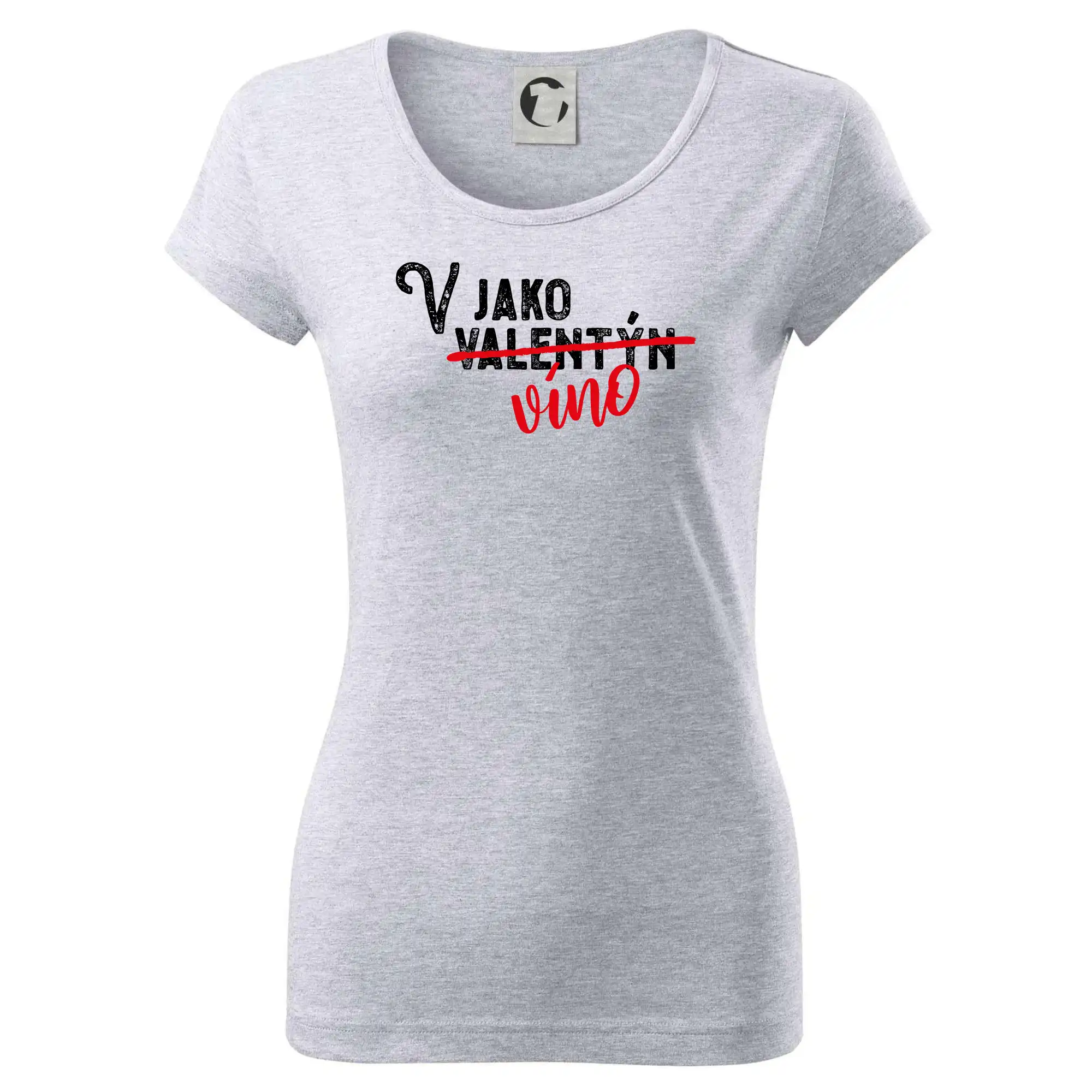 Tričká pre zamilovaných - V jako Valentýn VÍNO - Dámske tričko Pure