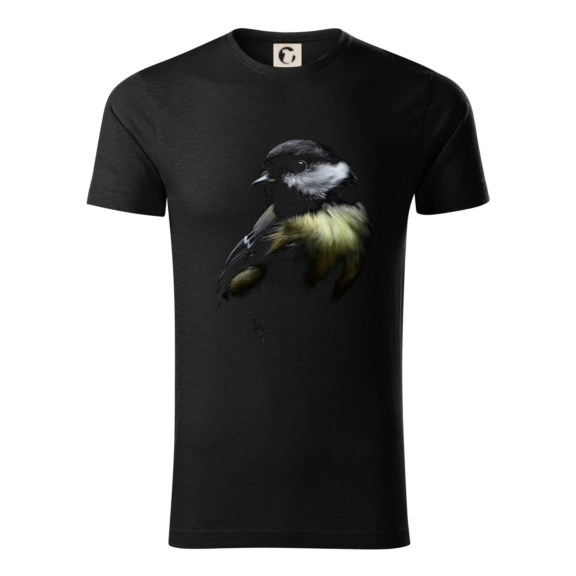 Tričko s motívmi vtákov - Sýkorka koňadra čierna fotka - Tričko z organickej bavlny