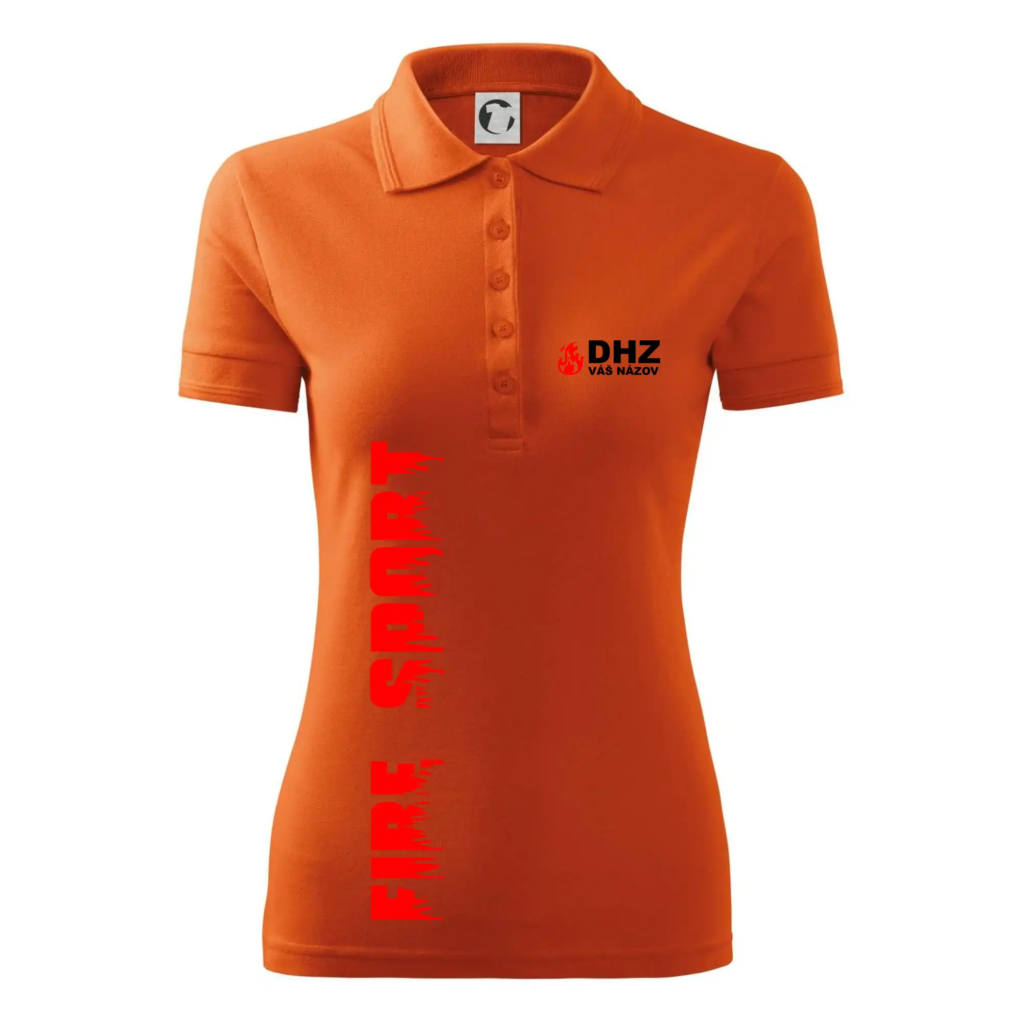 Originálne tričká pre hasičov - DHZ (oheň, firesport, názov sboru - vlastný nápis) - Polokošeľa dámska Pique Polo