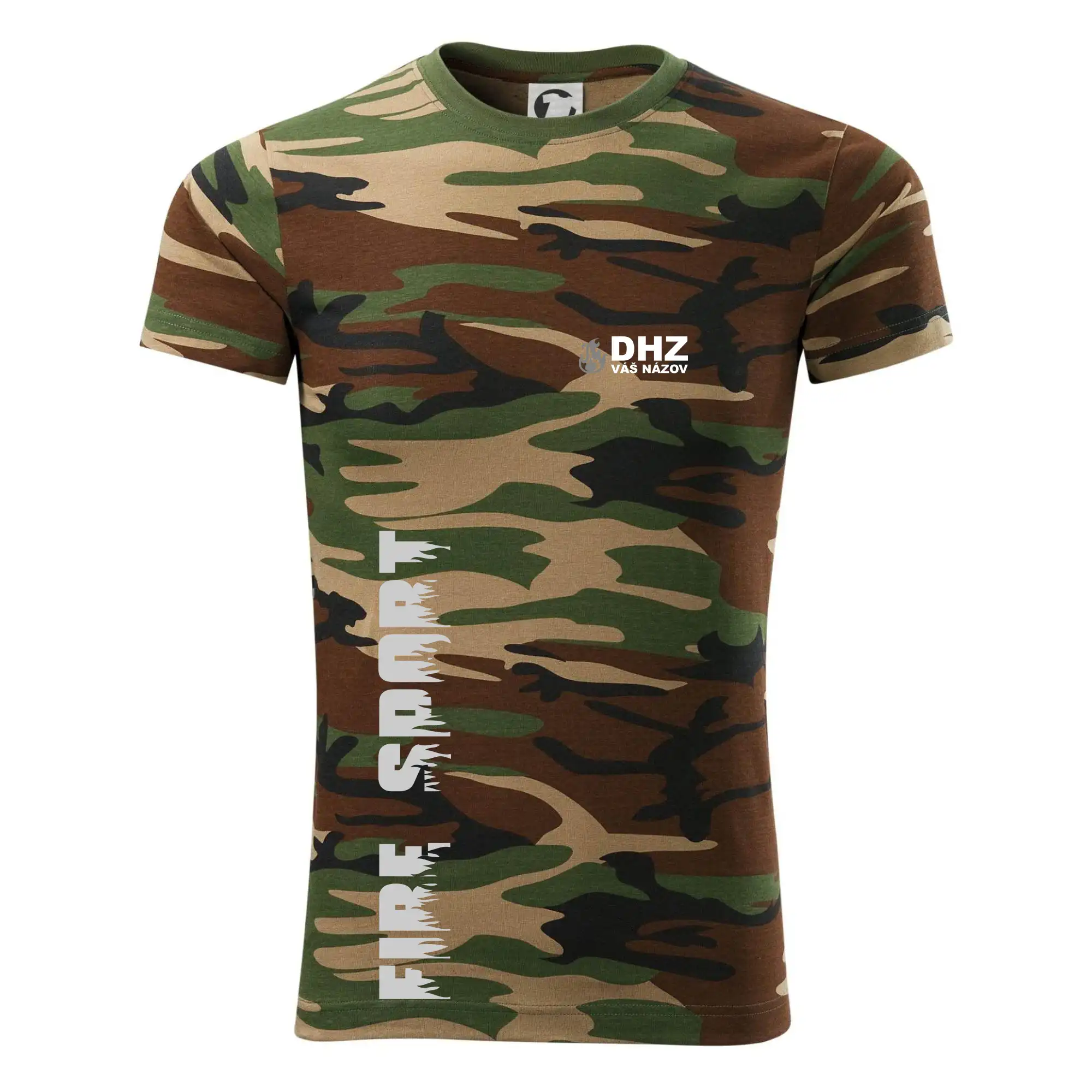 Originálne tričká pre hasičov - DHZ REFLEXNÉ (oheň, firesport, názov zboru - vlastný nápis) - Army CAMOUFLAGE