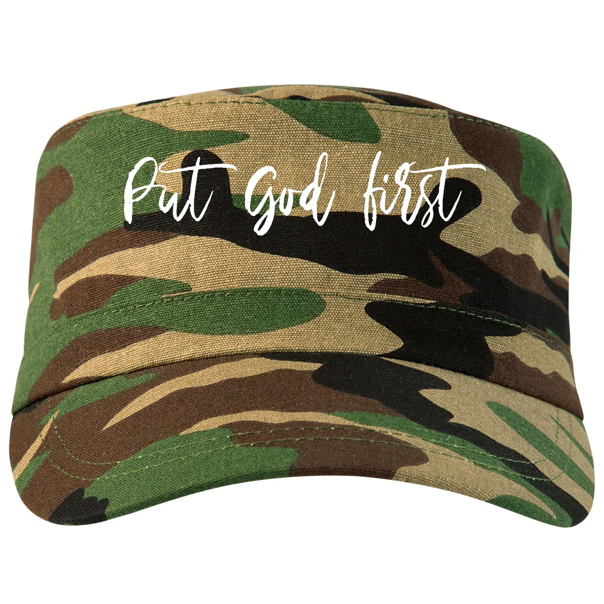 Put God first písací nápis - Šiltovka CAMO
