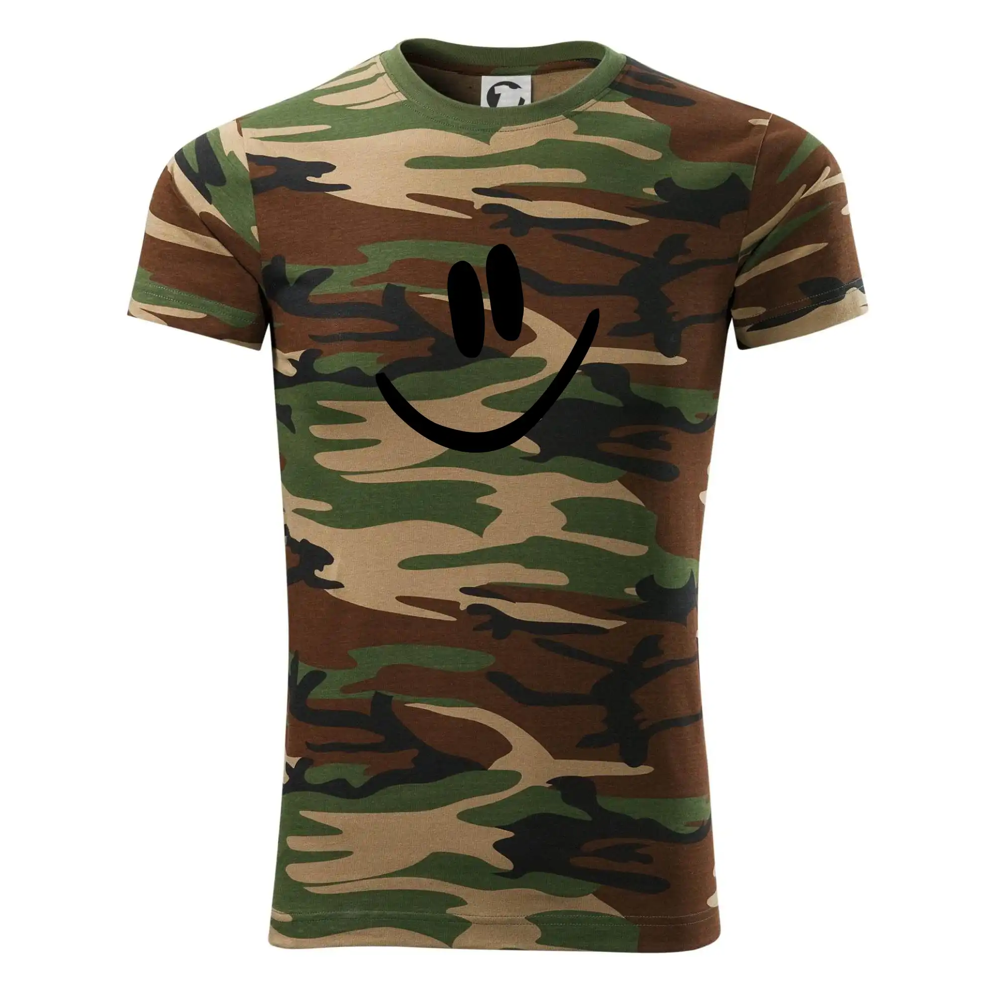 Tričká na párty - Emoji bez obrysu - usmev - Army CAMOUFLAGE