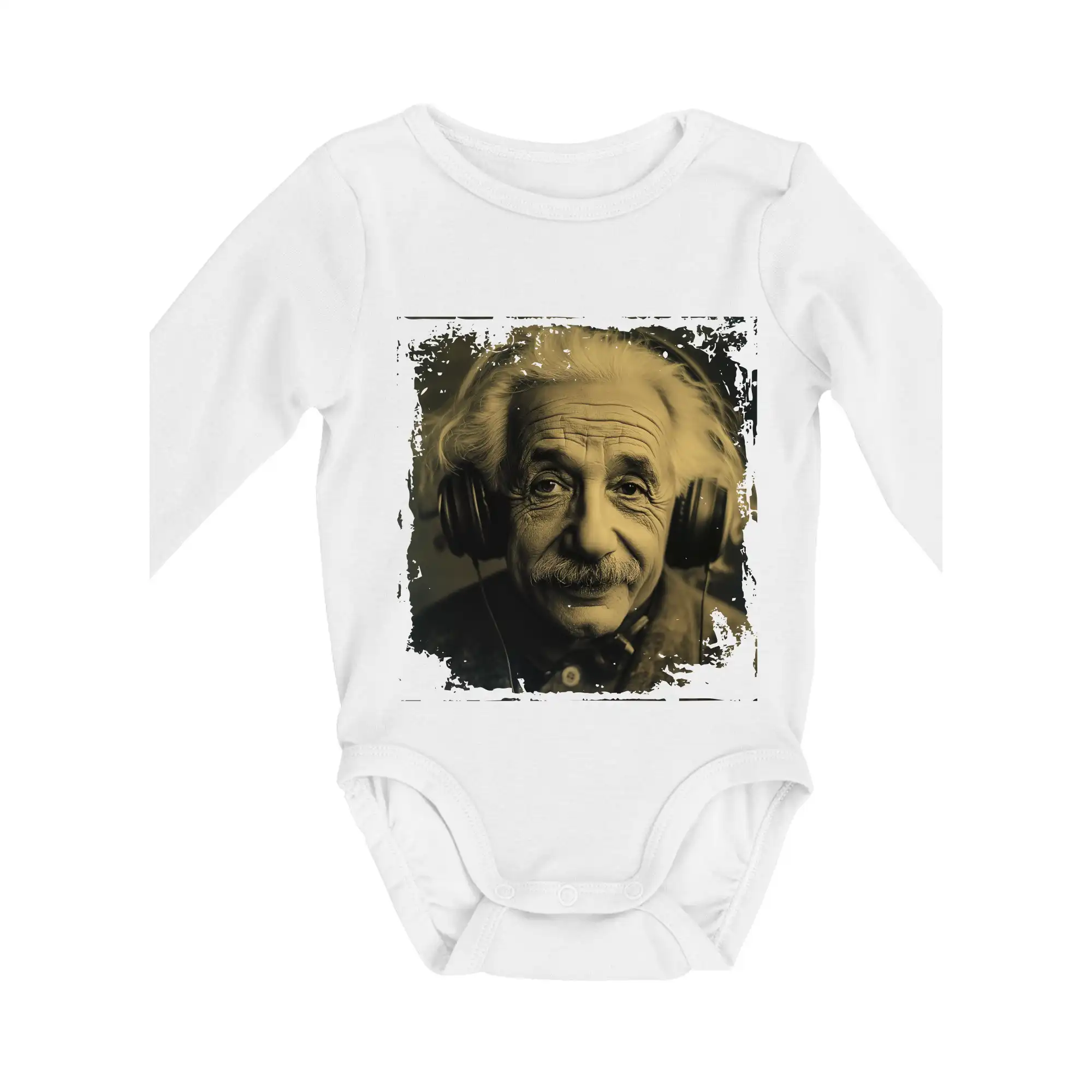 Vtipné tričká pre fyziky - Albert Einstein so slúchadlami - Body dojčenské s dlhým rukávom