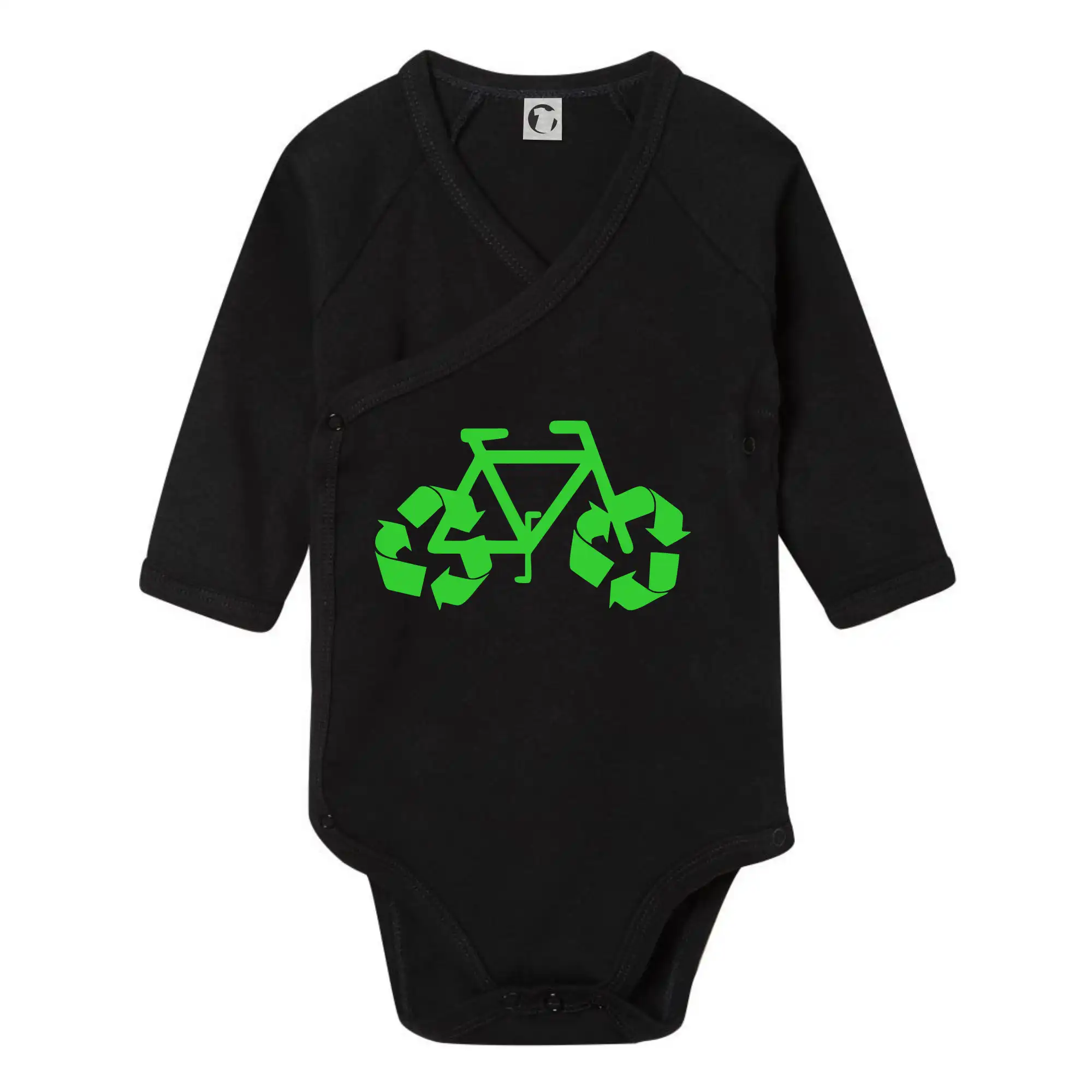 Tričko ako darček pre cyklistu - Bicykel ekológia - Body zavinovacie s dlhým rukávom