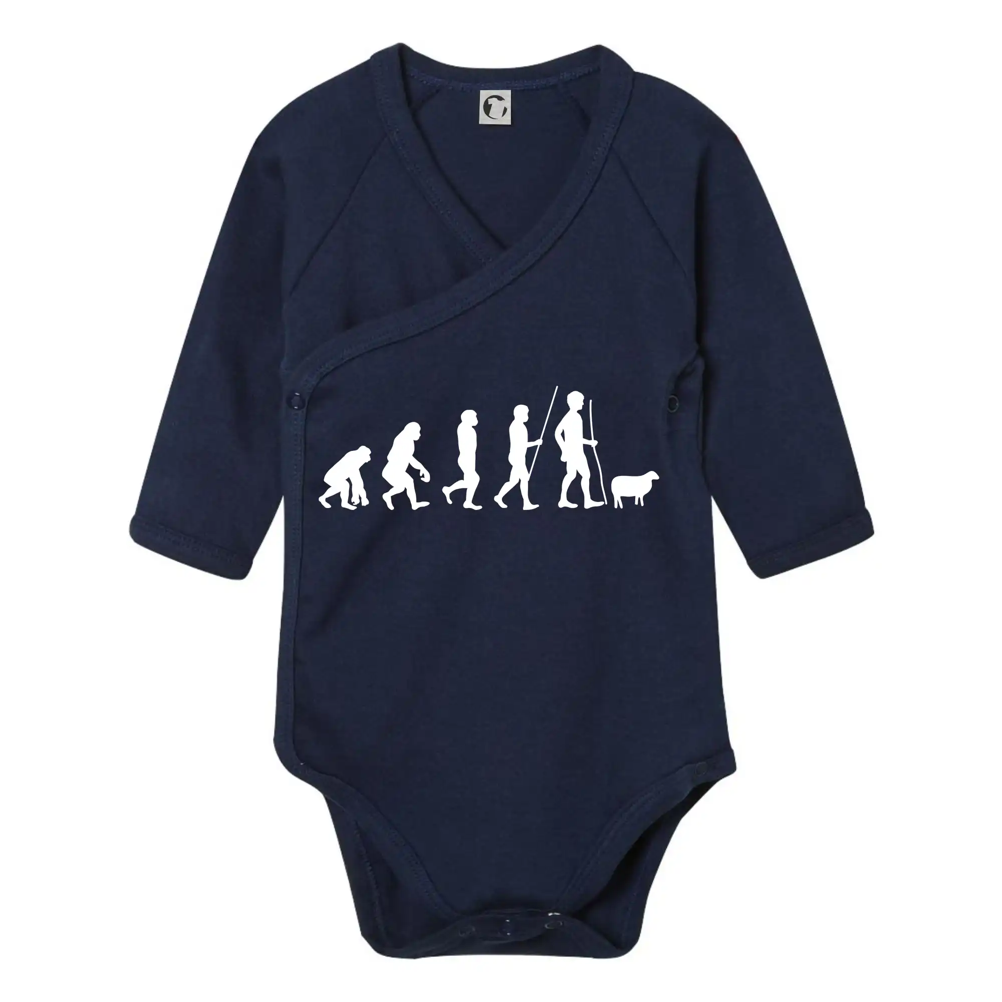 Tričká so zvieratami - Evolúcia pastier oviec - Body zavinovacie s dlhým rukávom