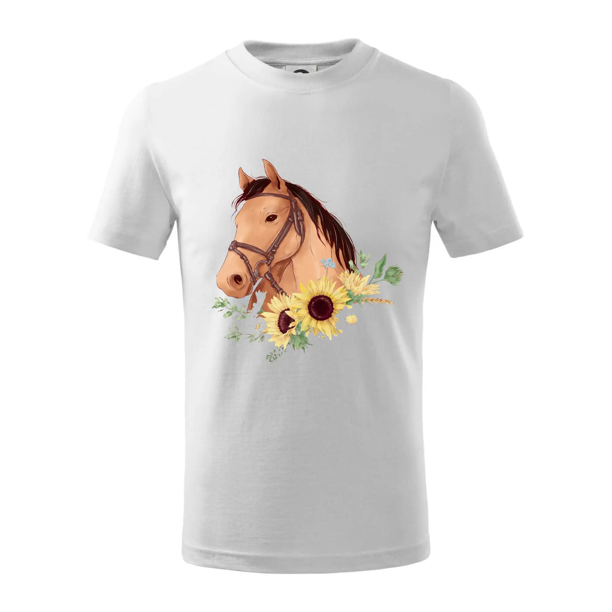 Tričká s koňmi - Hlava koňa a slnečnice - Tričko detské bavlnené
