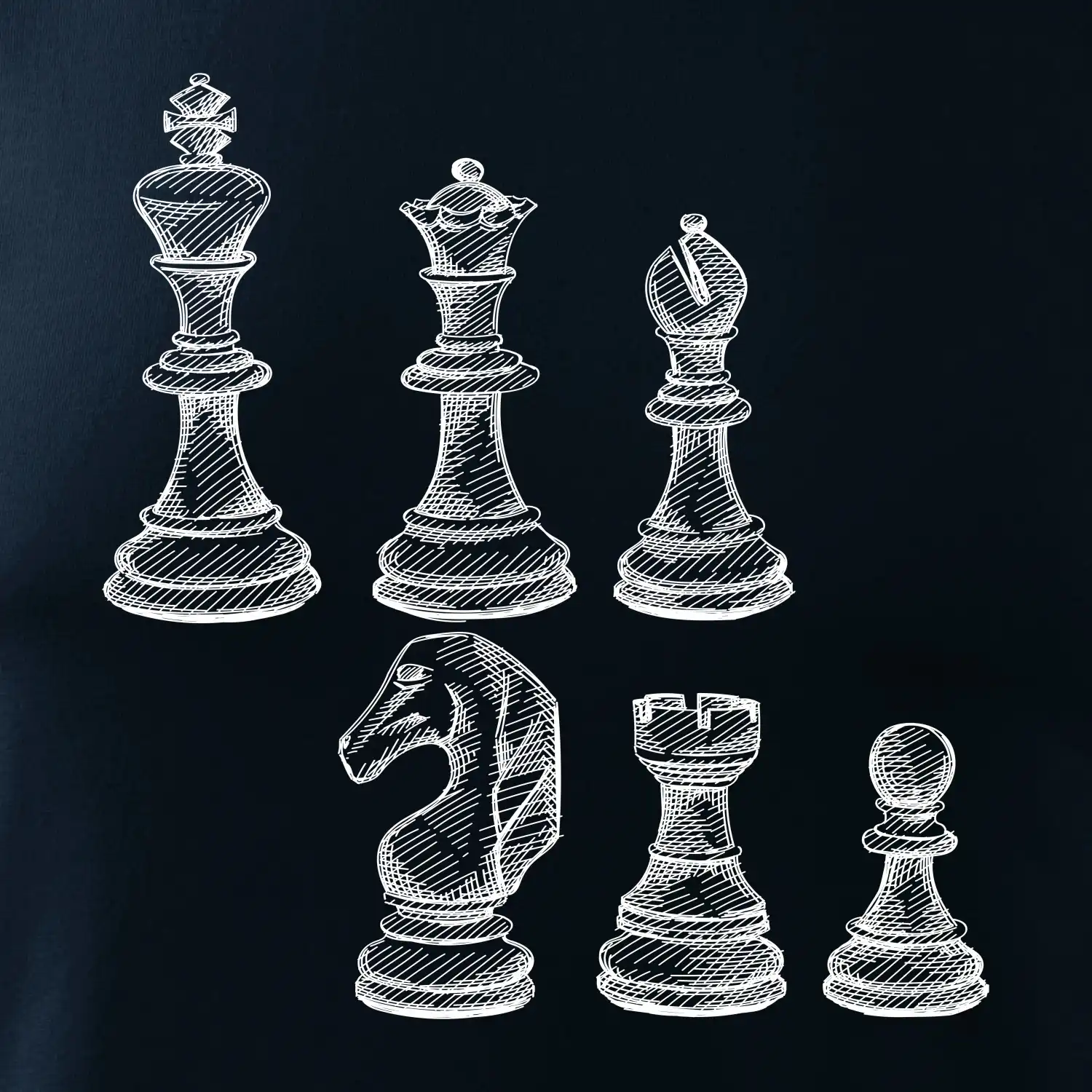 Šachové figurky kreslené