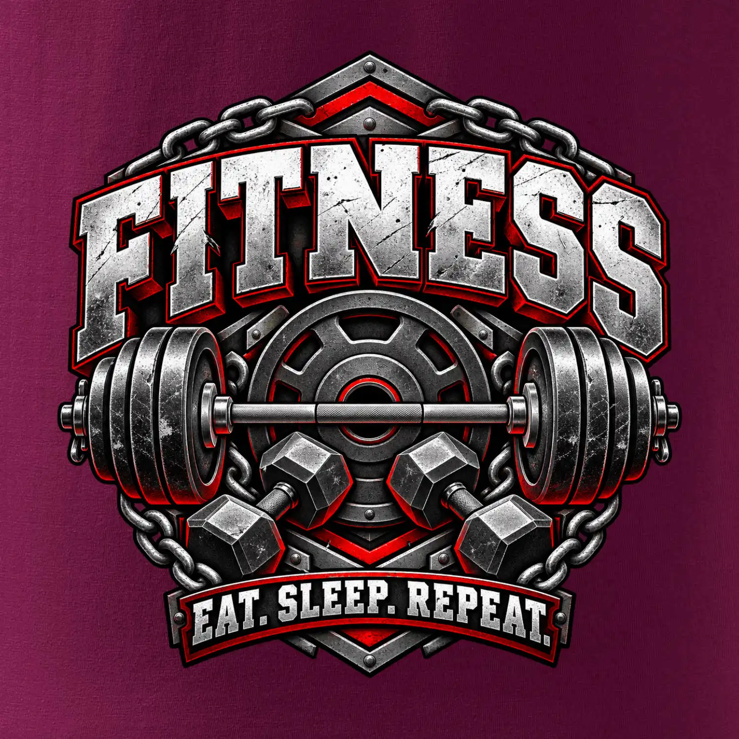 Fitness činka a závaží eat sleep repeat