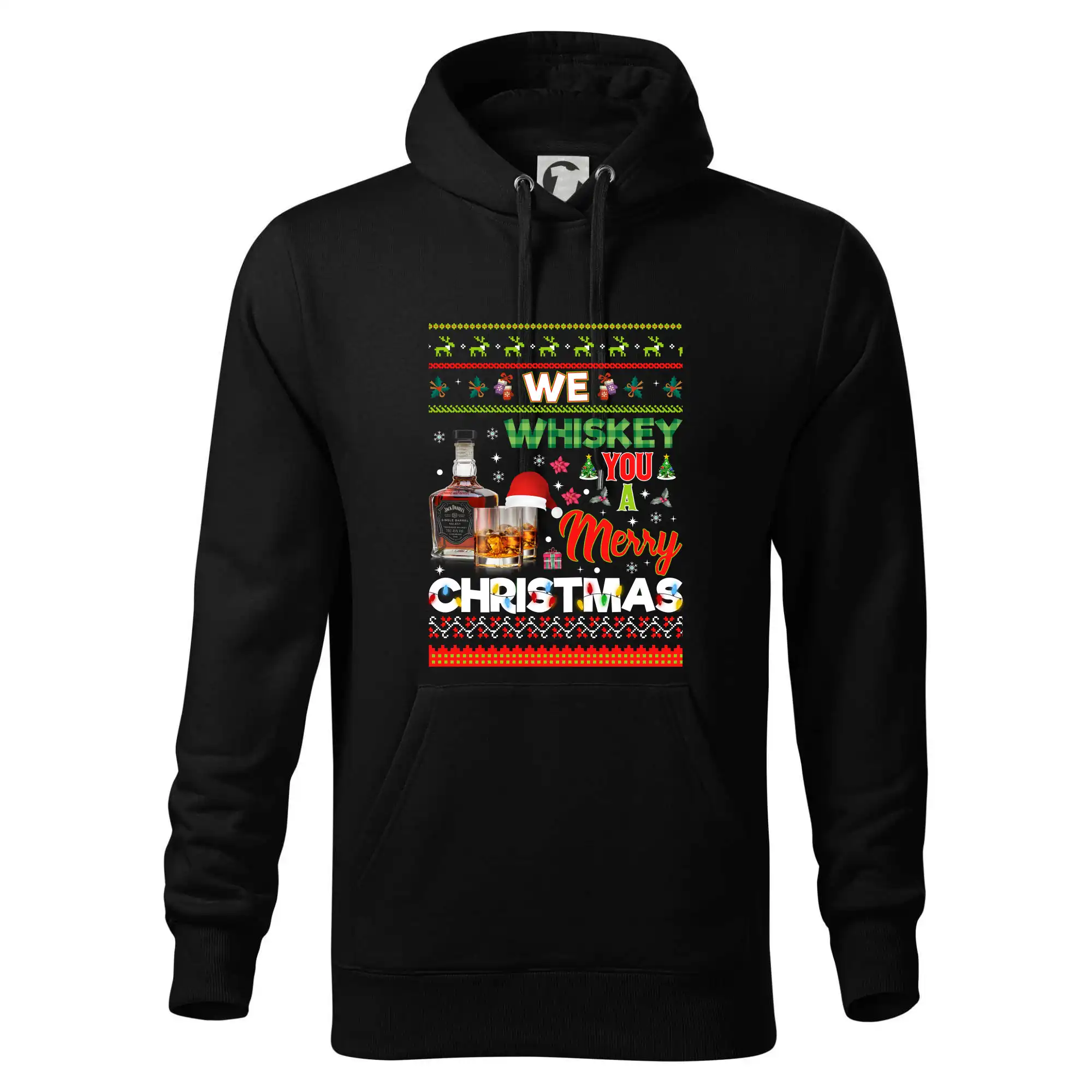 Vianočné tričká - We Whiskey you a Merry Christmas - Mikina pánska Cape s kapucňou