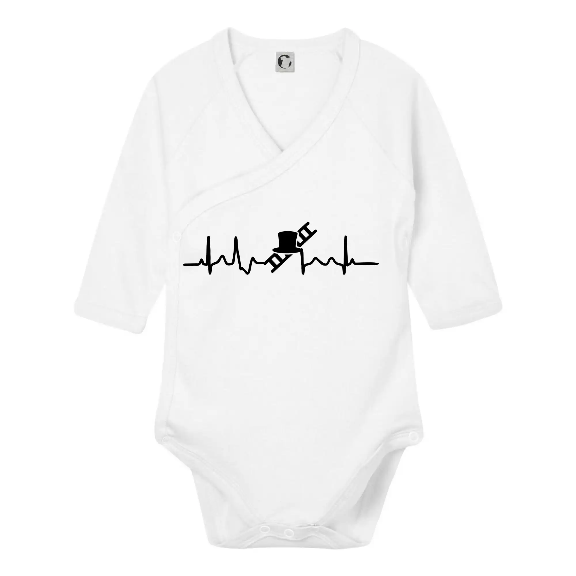 Vtipné tričká do práce - EKG kominár - Body zavinovacie s dlhým rukávom
