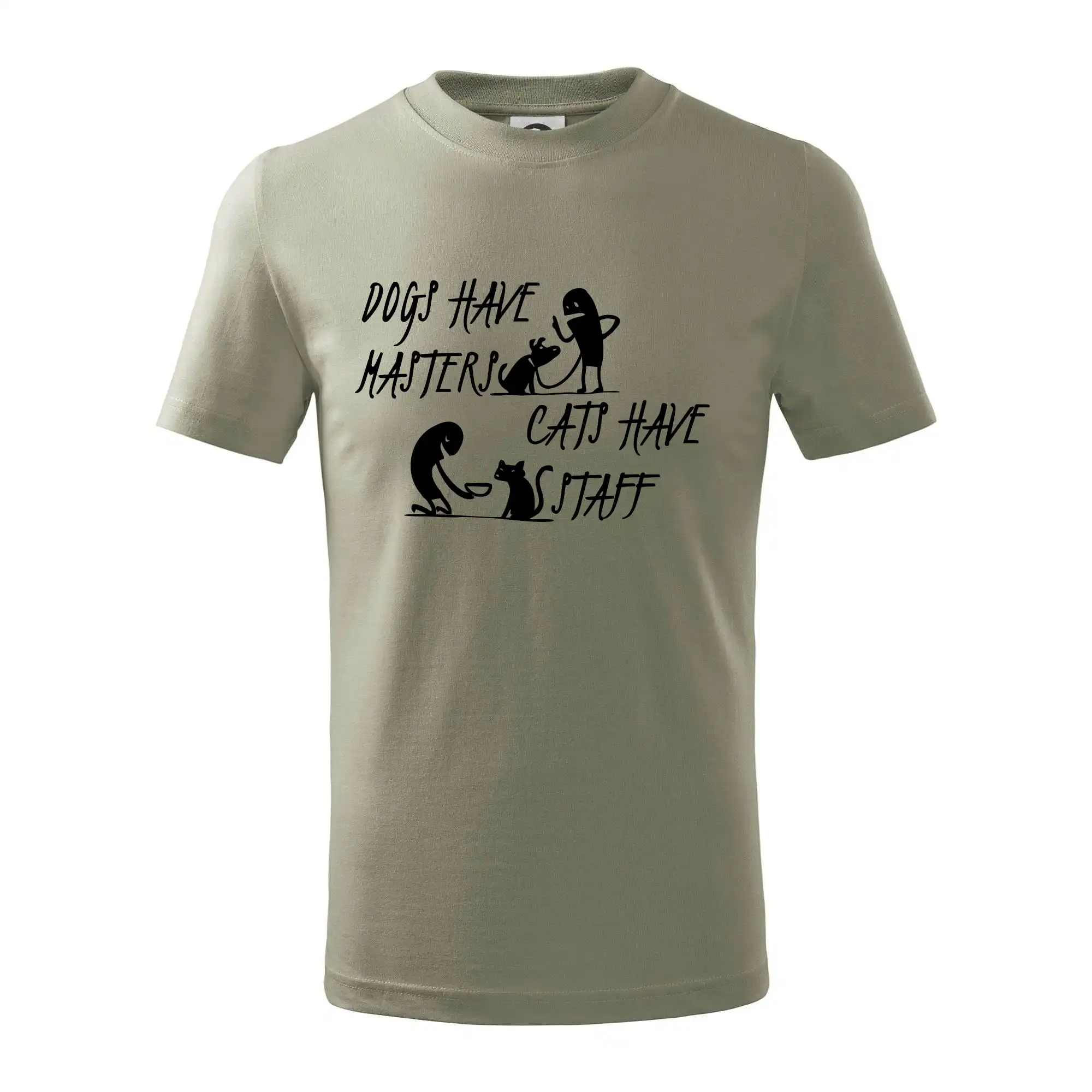 Vtipná tričká s mačkou - Dogs have masters, cats have staff - Tričko detské bavlnené
